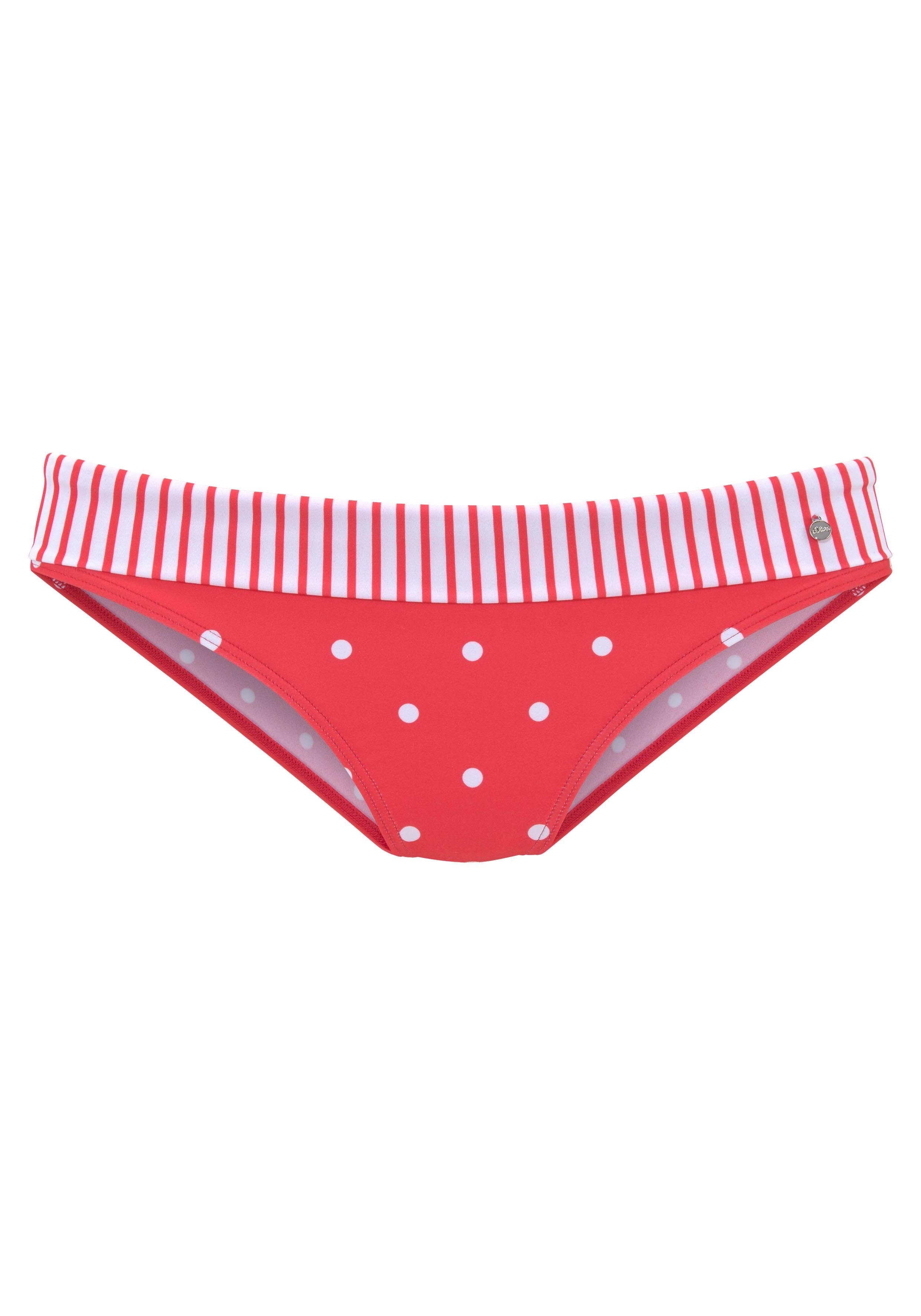 s.Oliver RED LABEL Beachwear Bikinibroekje AUDREY met omslagband en motievenmix bikini broekjes maat 38 rood