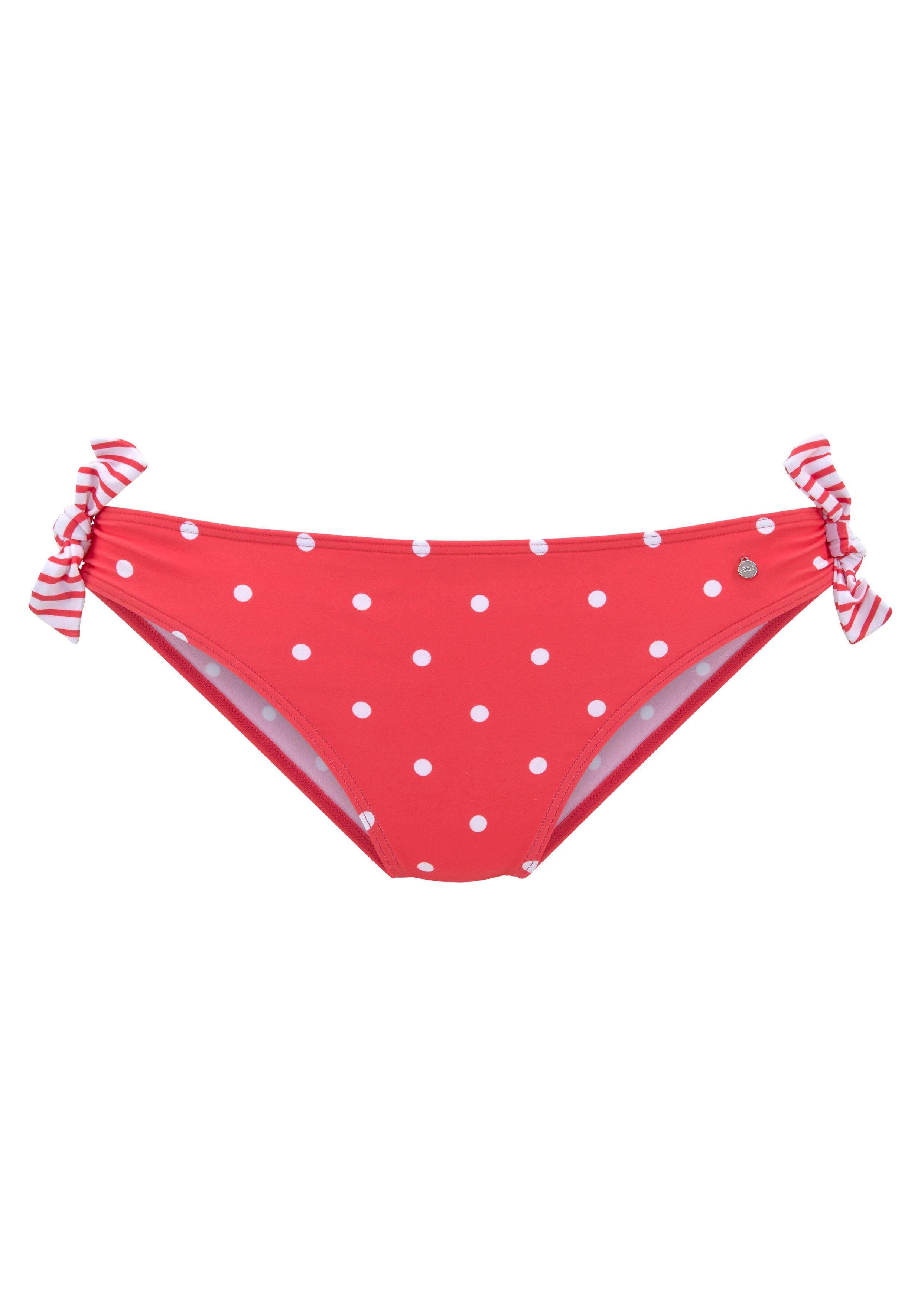 s.oliver red label beachwear bikinibroekje audrey met sierstrikje opzij rood