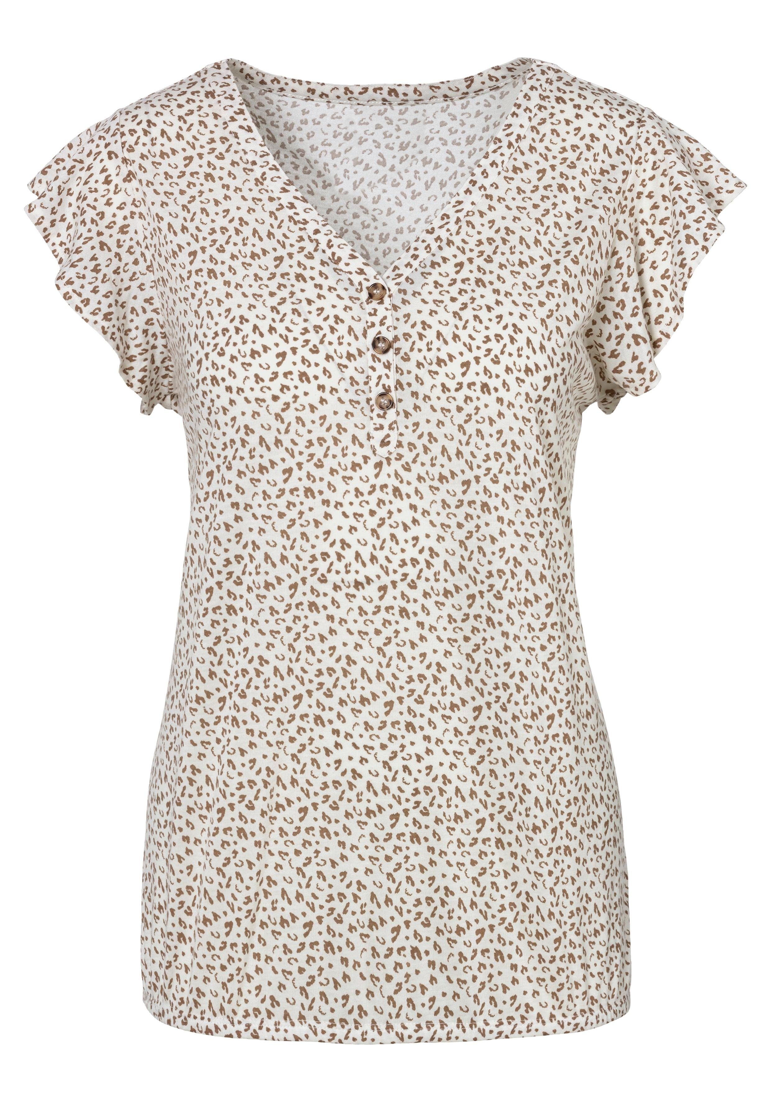 Lascana Shirttop Met knopenlijst en vleugel mouwen (2-delig, Set van 2)