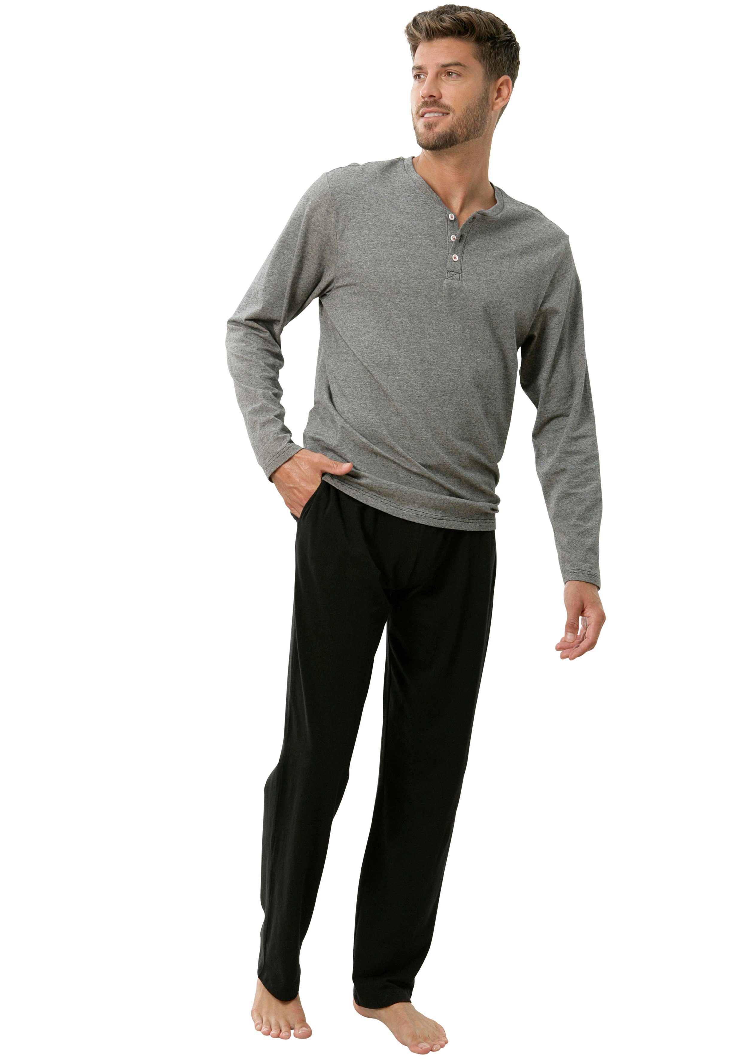 s.oliver red label beachwear pyjama mêlee top met knoopsluiting (2-delig, 1 stuk) grijs