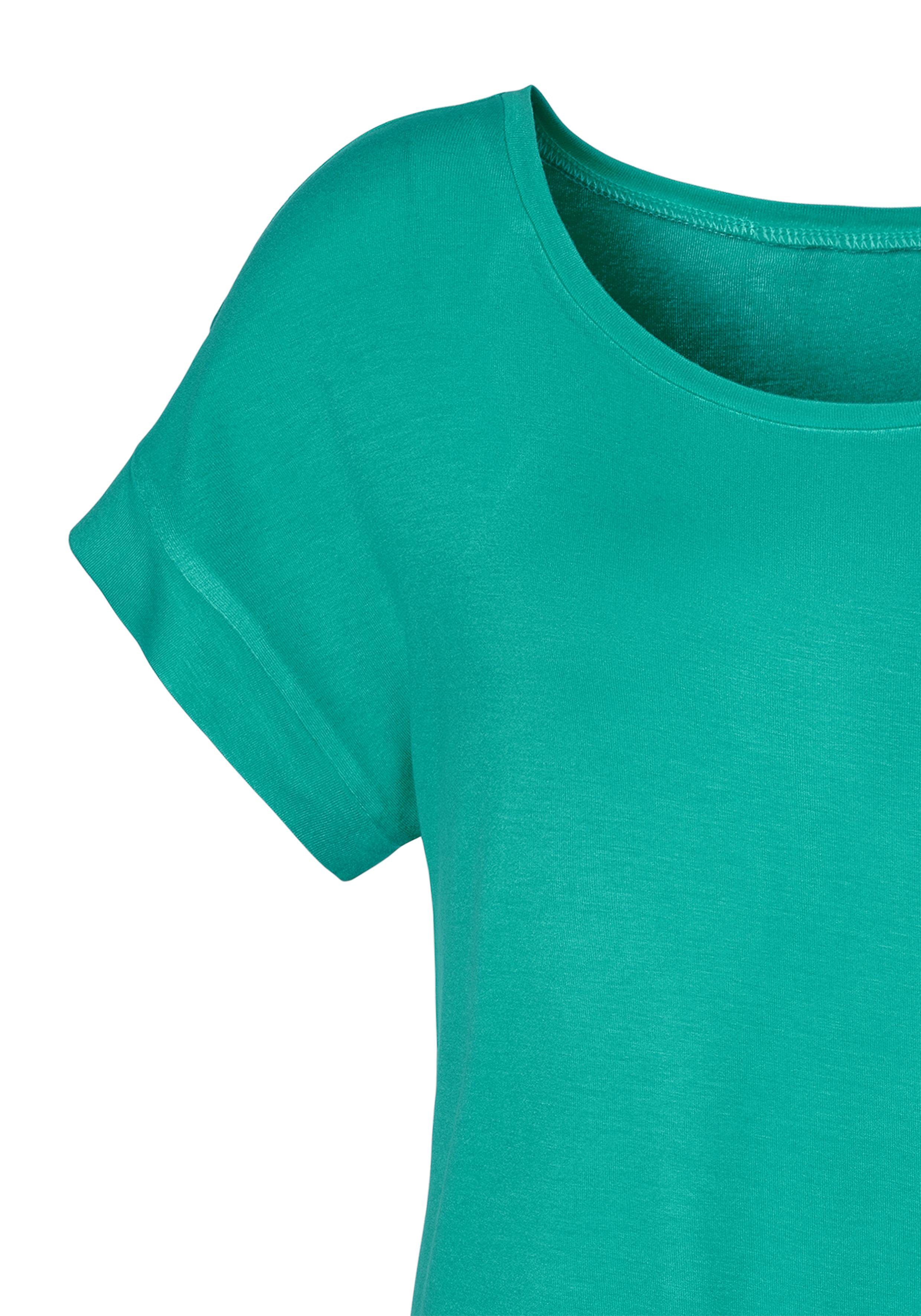Vivance Shirt met korte mouwen Met elastiek in de band van zachte viscose-stretch (Set van 2)