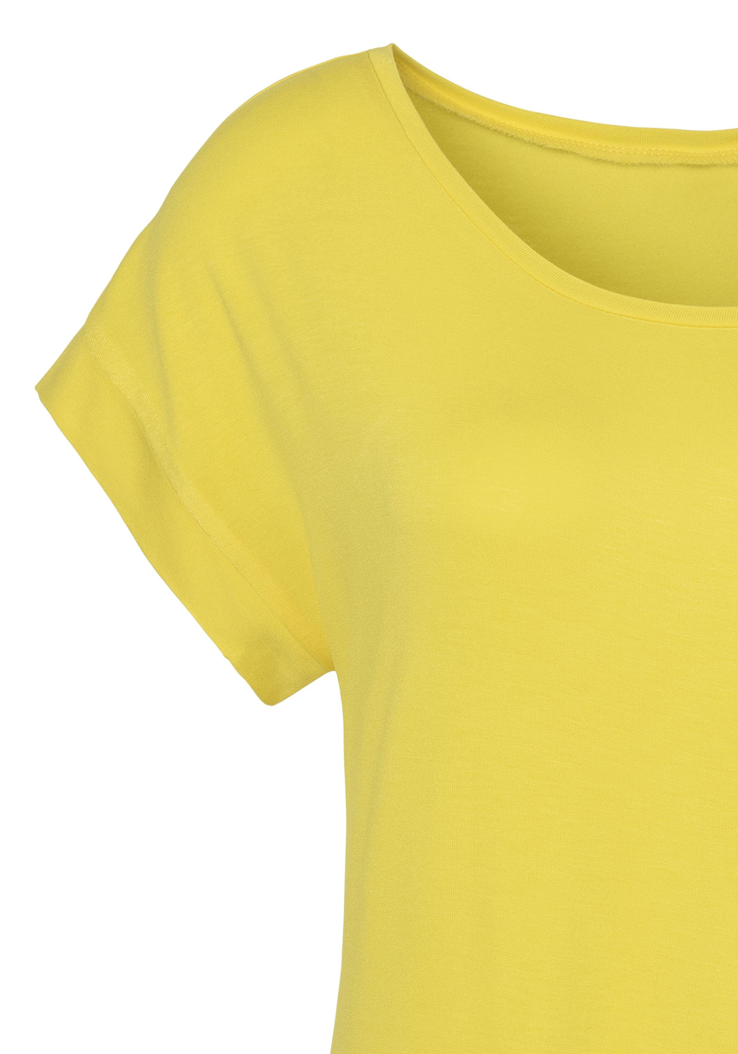 Vivance Shirt met korte mouwen Met elastiek in de band van zachte viscose-stretch (Set van 2)