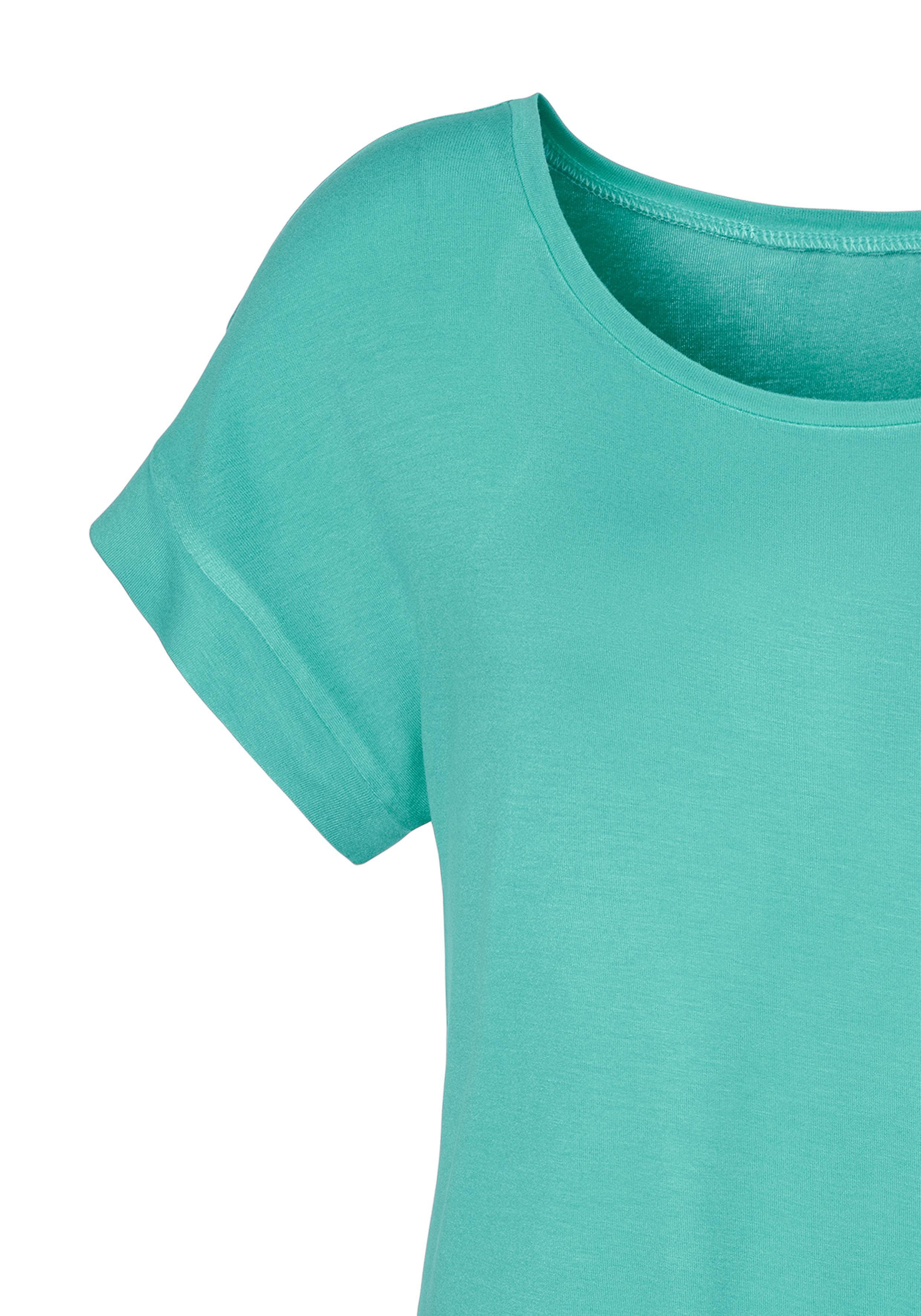 Vivance Shirt met korte mouwen Met elastiek in de band van zachte viscose-stretch (Set van 2)