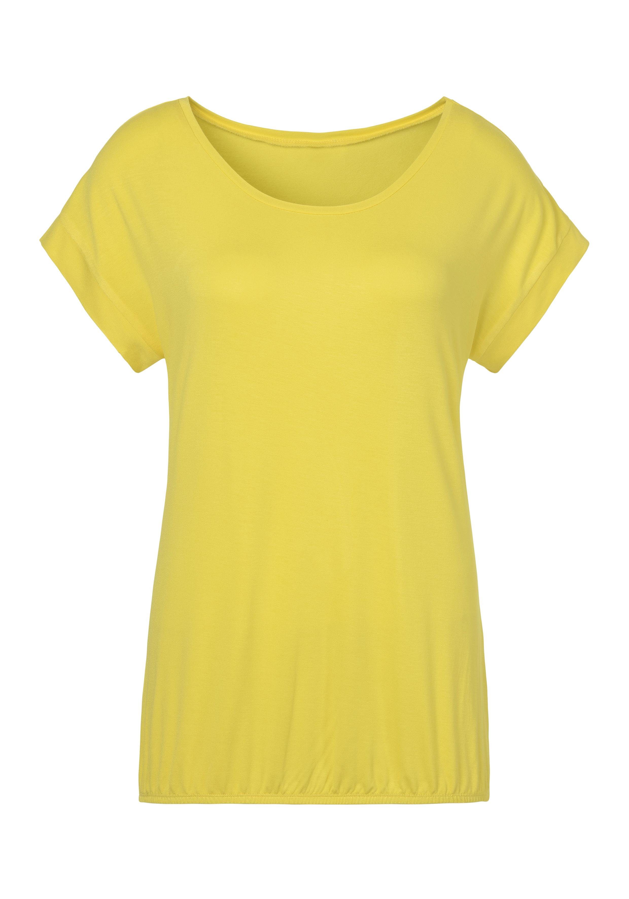 Vivance Shirt met korte mouwen Met elastiek in de band van zachte viscose-stretch (Set van 2)