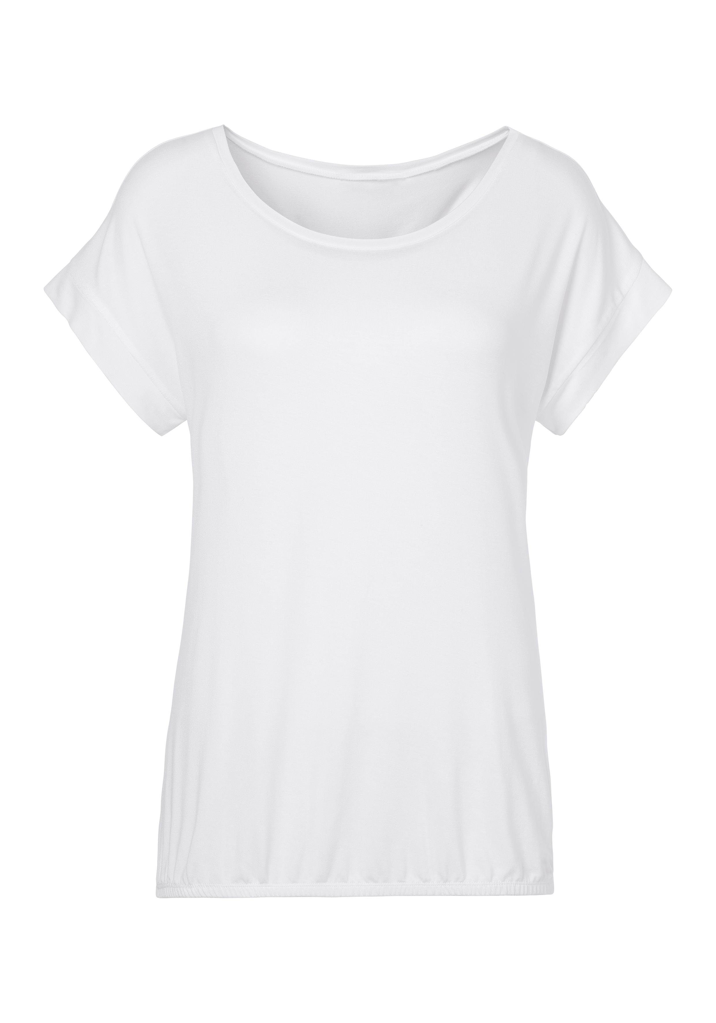 Vivance Shirt met korte mouwen Met elastiek in de band van zachte viscose-stretch (Set van 2)