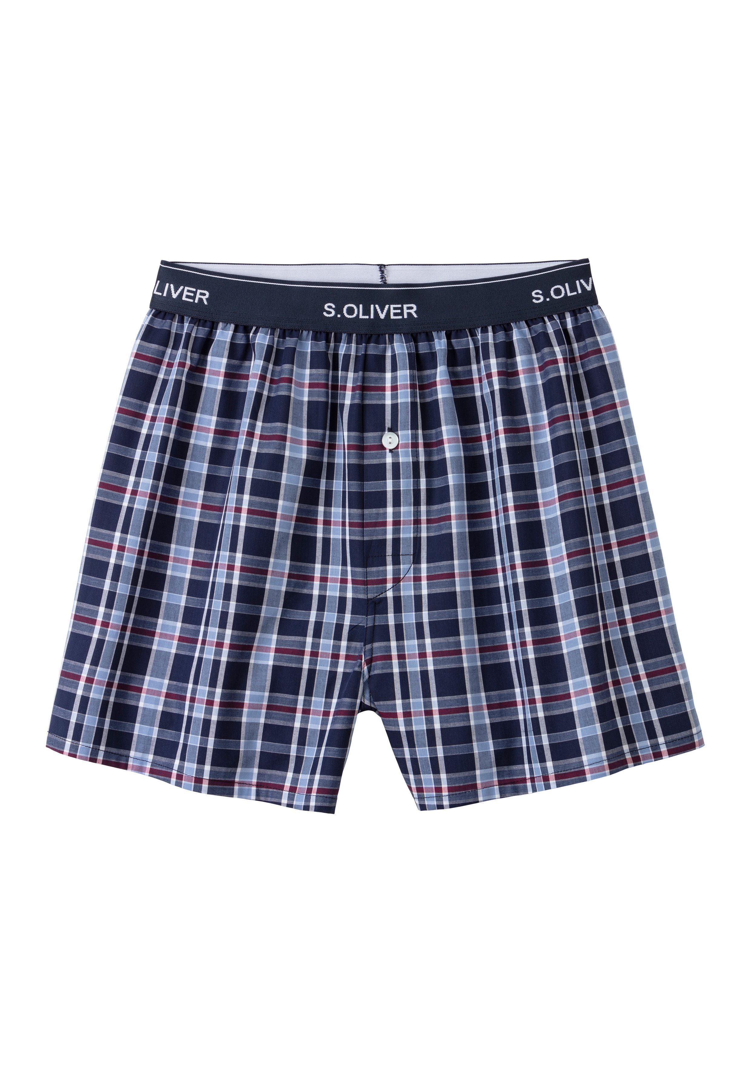 s.Oliver RED LABEL Beachwear Geweven boxershort weefband met logo (set, 2 stuks)