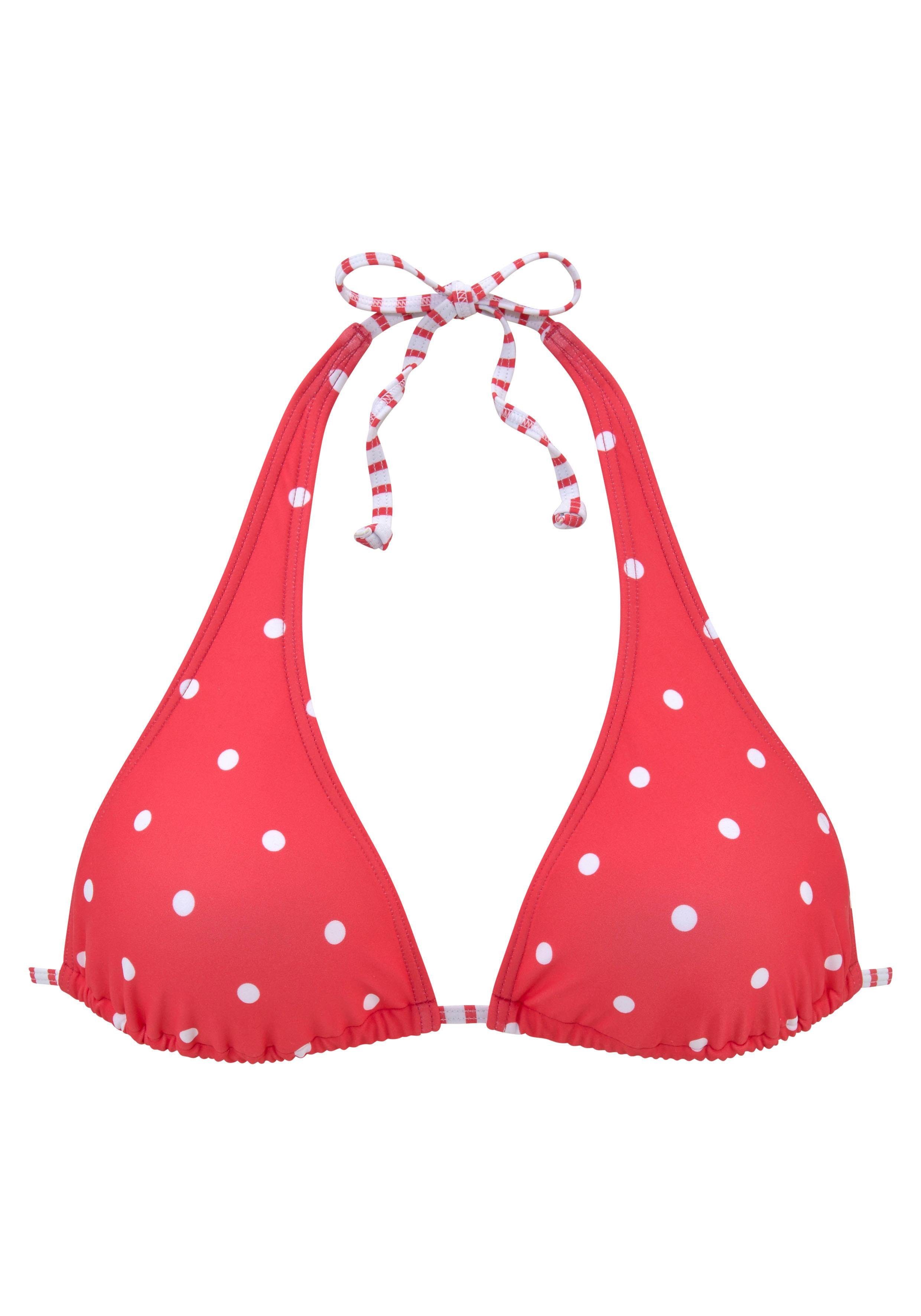 s.oliver red label beachwear triangel-bikinitop audrey in mix van stippen en strepen rood