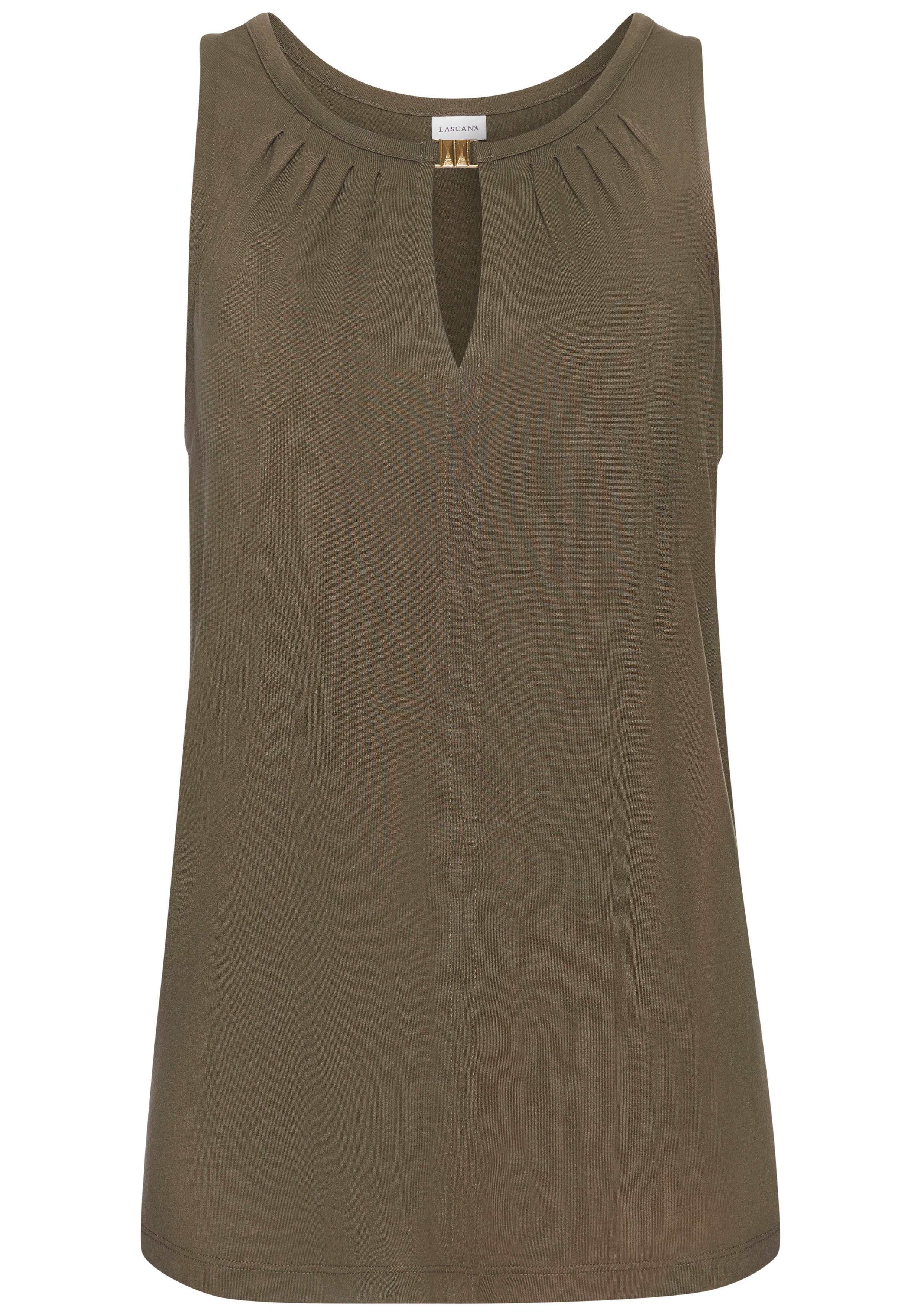 Lascana Tanktop met decoratief accessoire, casual blousetop, elegant