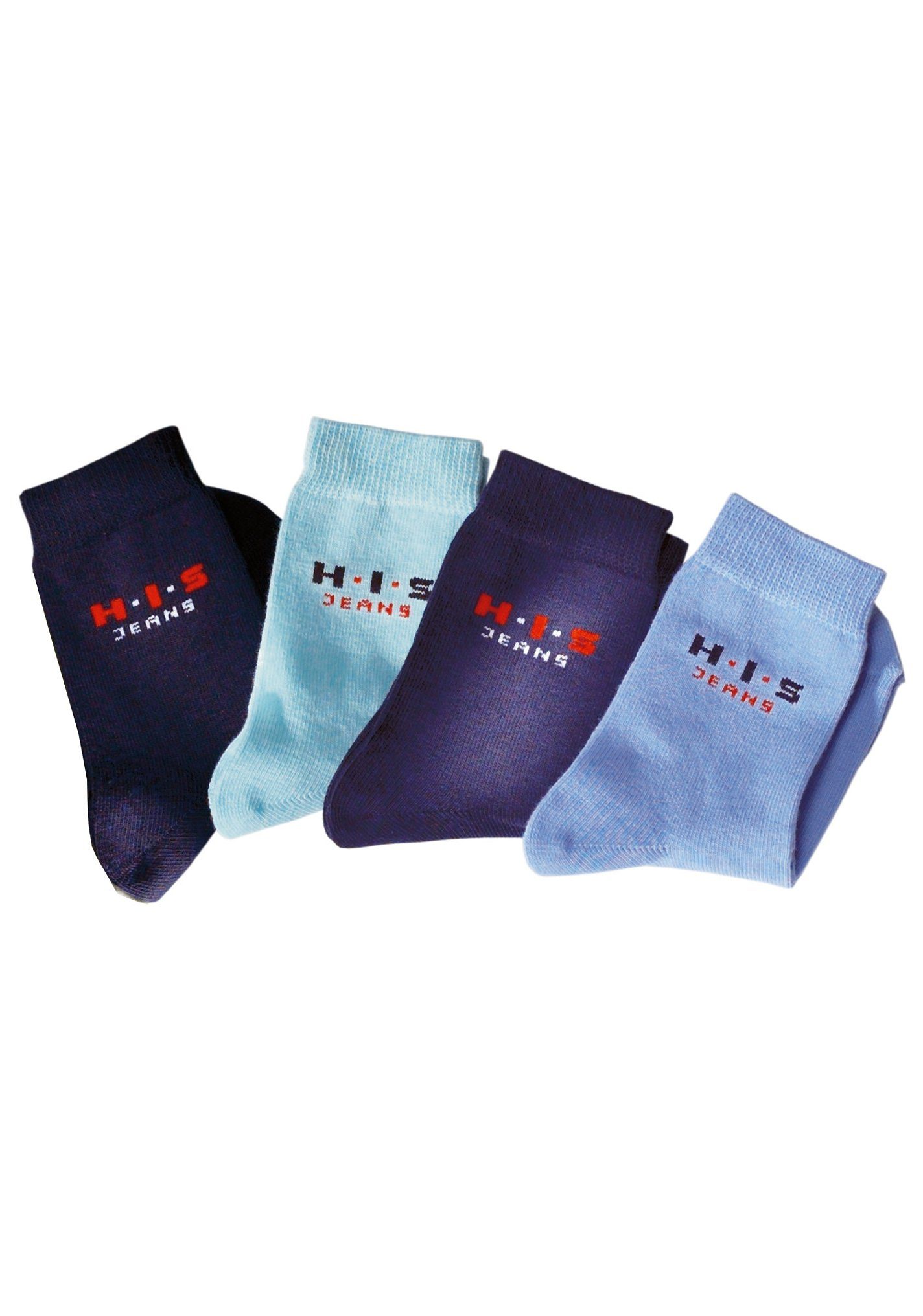 H.I.S Basic sokken met contrastkleurig logo (set, 4 paar)