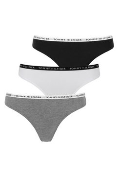 tommy hilfiger underwear string met smalle logoboord (3 stuks) wit