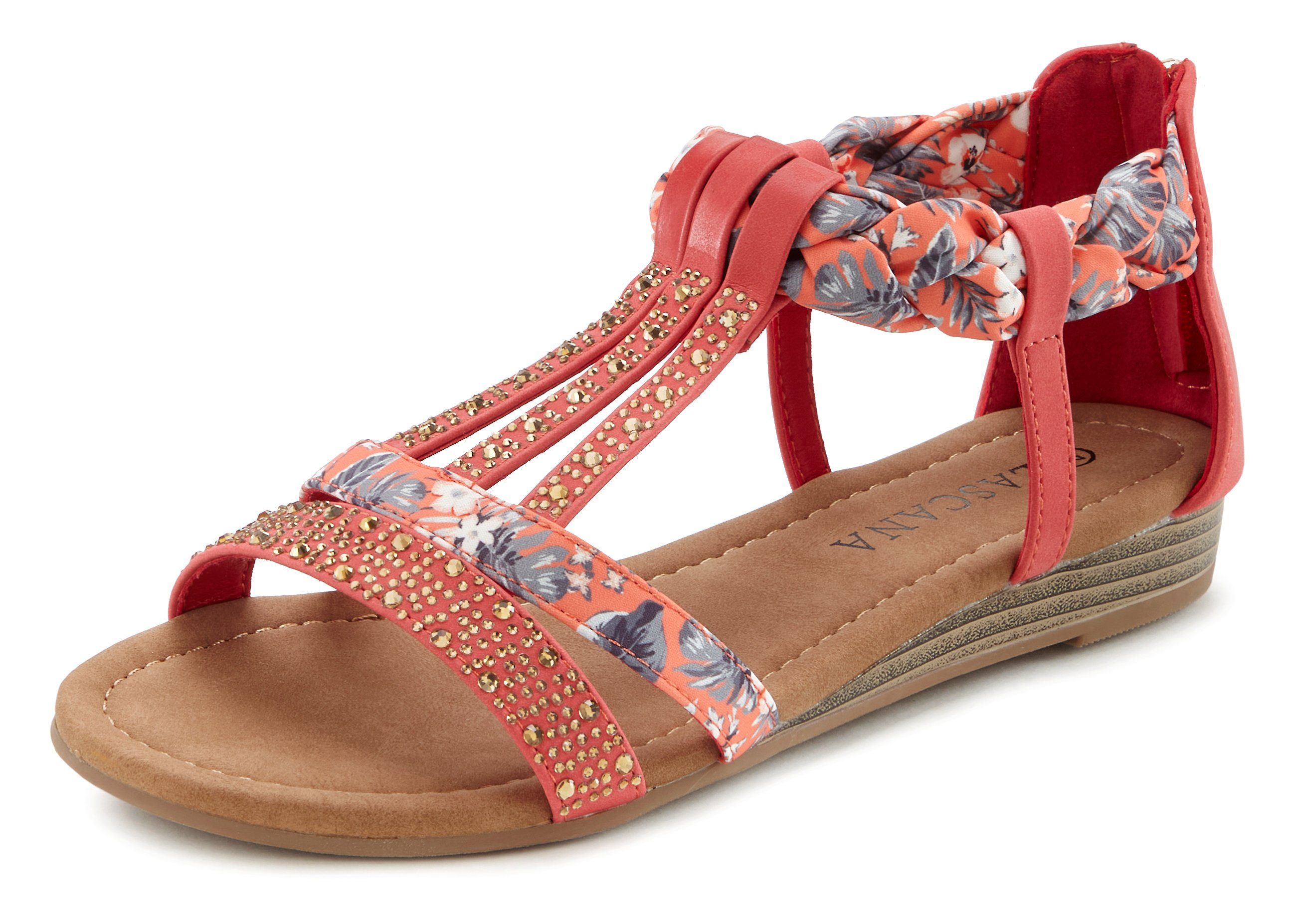 Lascana Sandalen Zomerschoen Sandalette, zomerschoen met versiering en kleine sleehak VEGAN