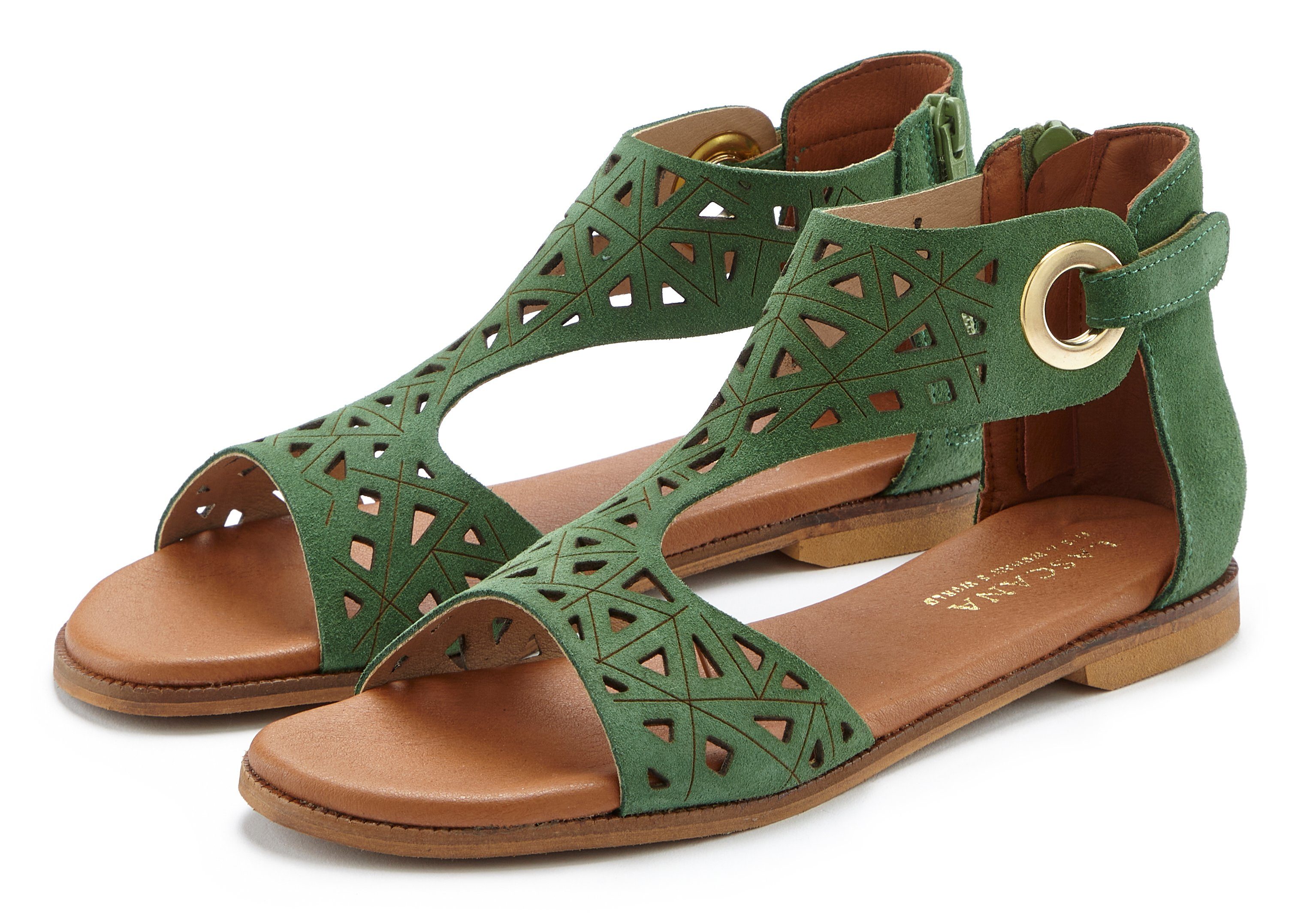 Lascana Sandalen Zomerschoen Sandalette, zomerschoen van hoogwaardig leer met uitsparingen