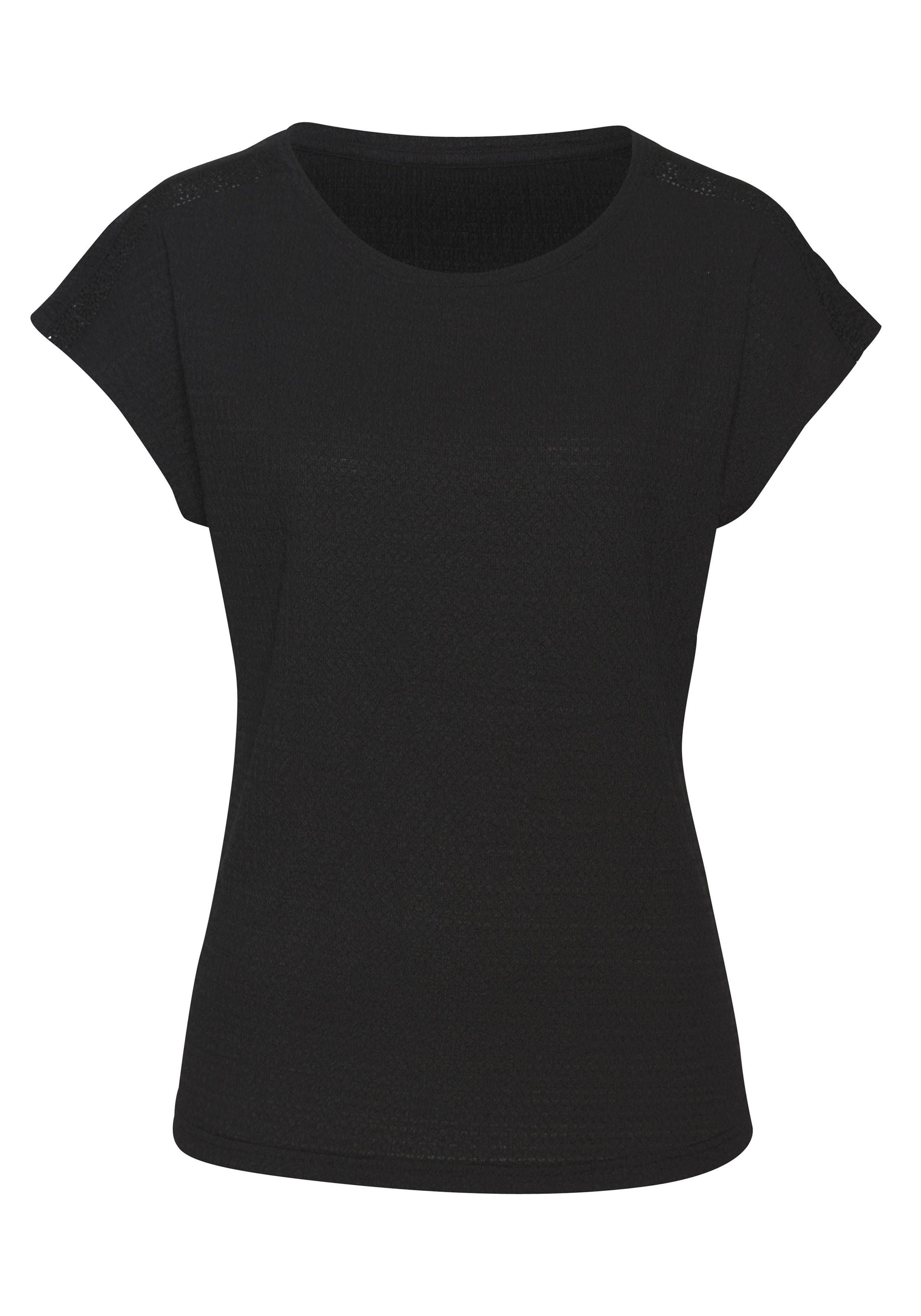 Vivance Shirt met korte mouwen Met decoratieve haak-inzet van kreukvrije crêpe-kwaliteit (1-delig)