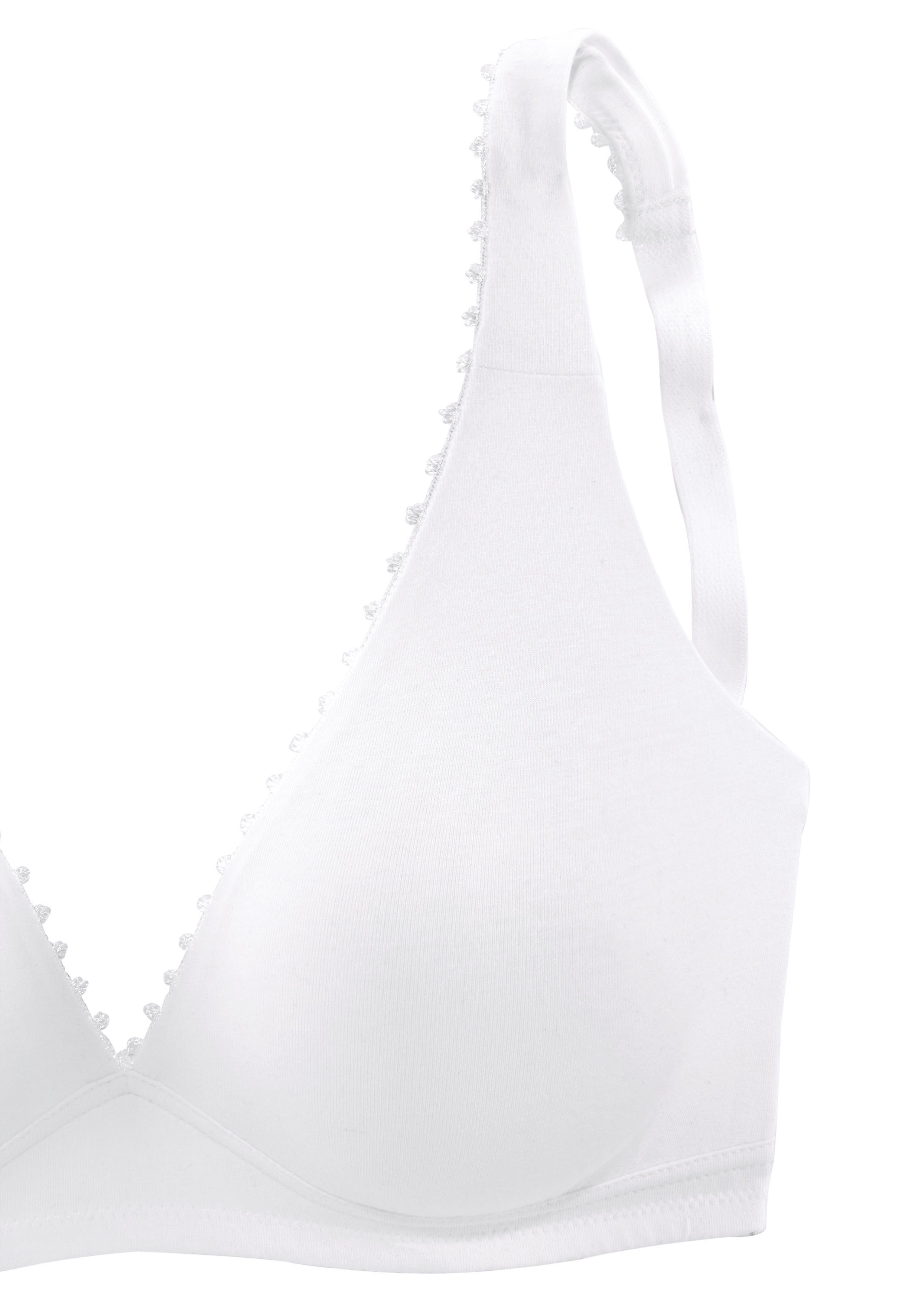 Petite fleur Bralette-bh zonder beugels in high-apex vorm met sierlijke randen, basic lingerie (Set van 2)