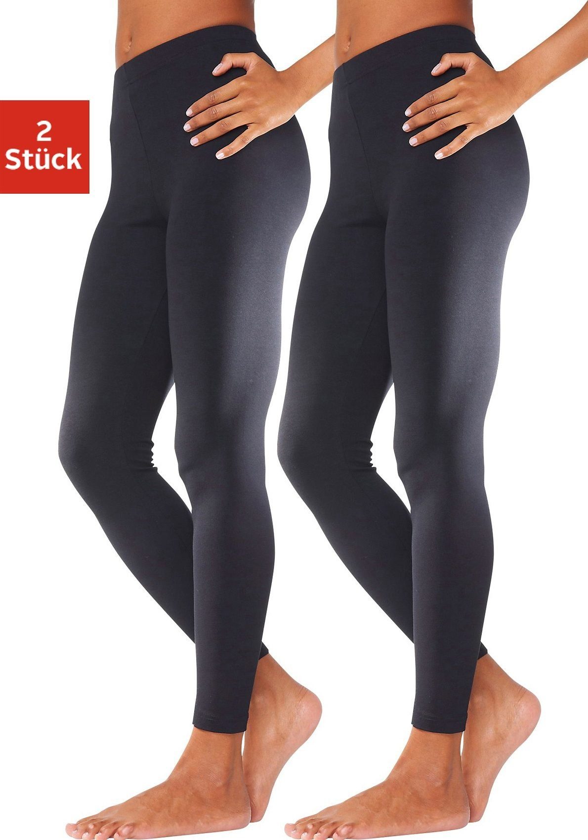 vivance active Legging met rubberen tailleband, loungewear (2-delig, Set van 2)