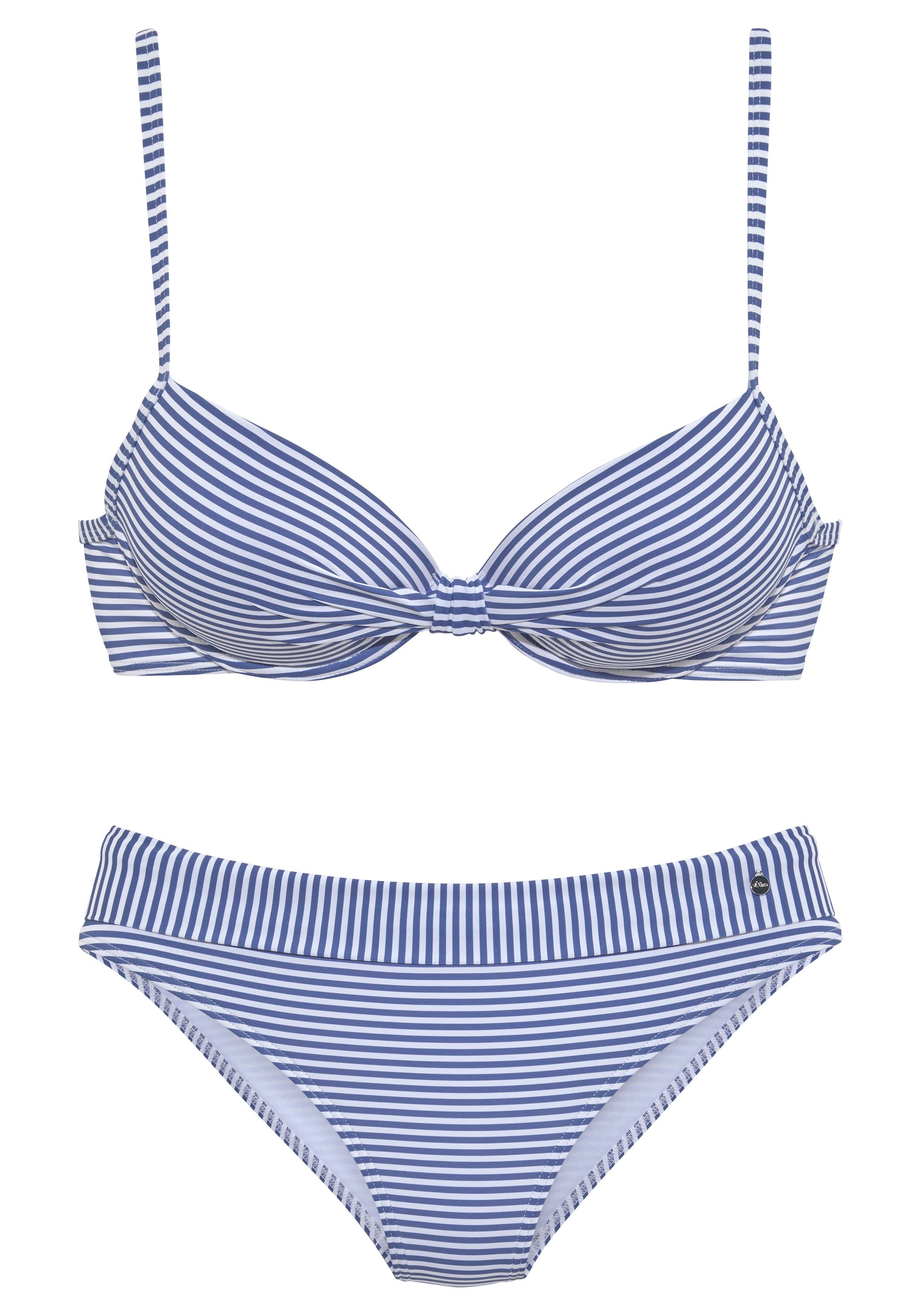 s.Oliver RED LABEL Beachwear Beugelbikini in knoop-look beugel bikini's maat 34 D blauw