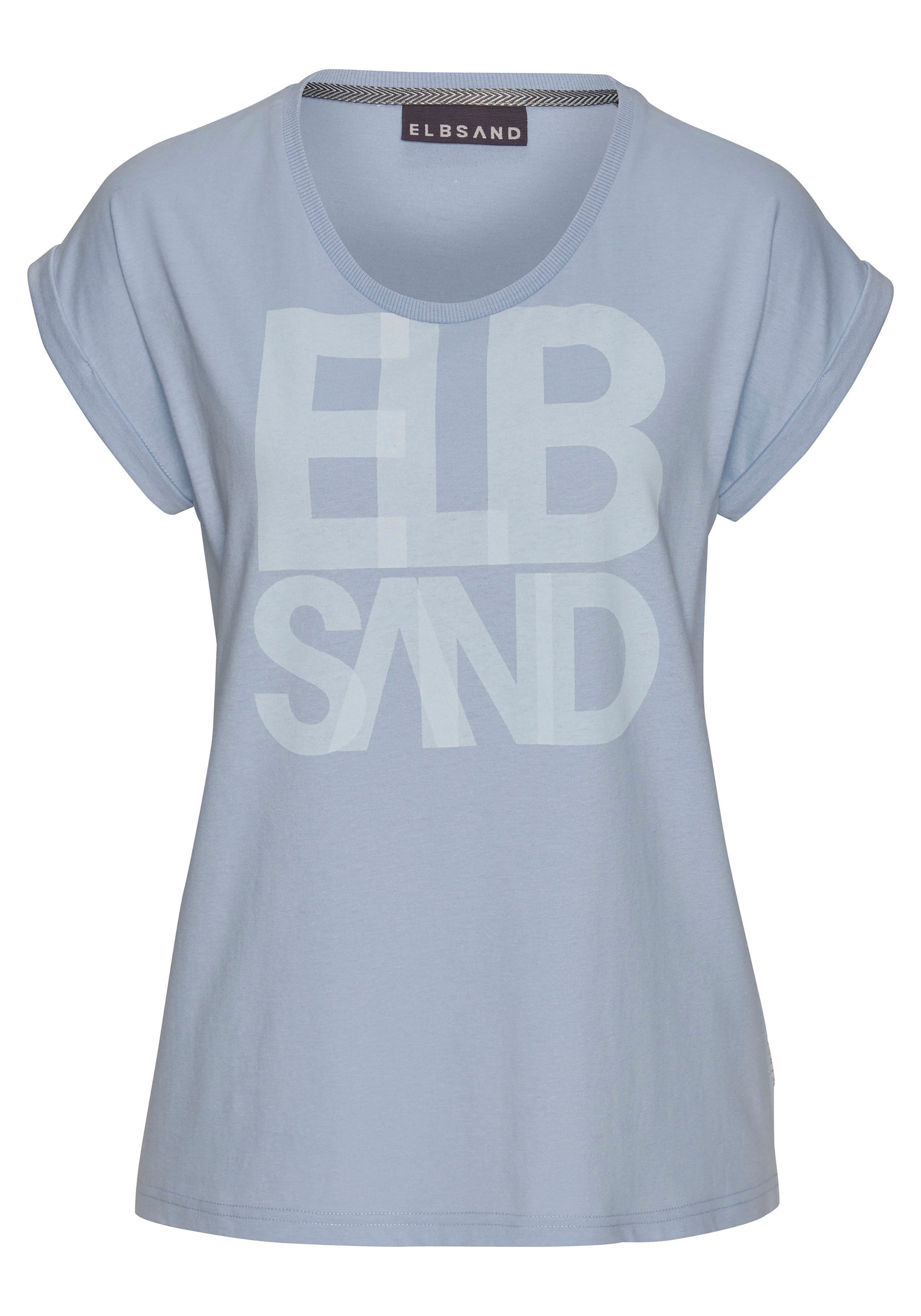 Elbsand T-shirt Eldis met logoprint, korte mouwen shirt van katoenmix, sportief-casual