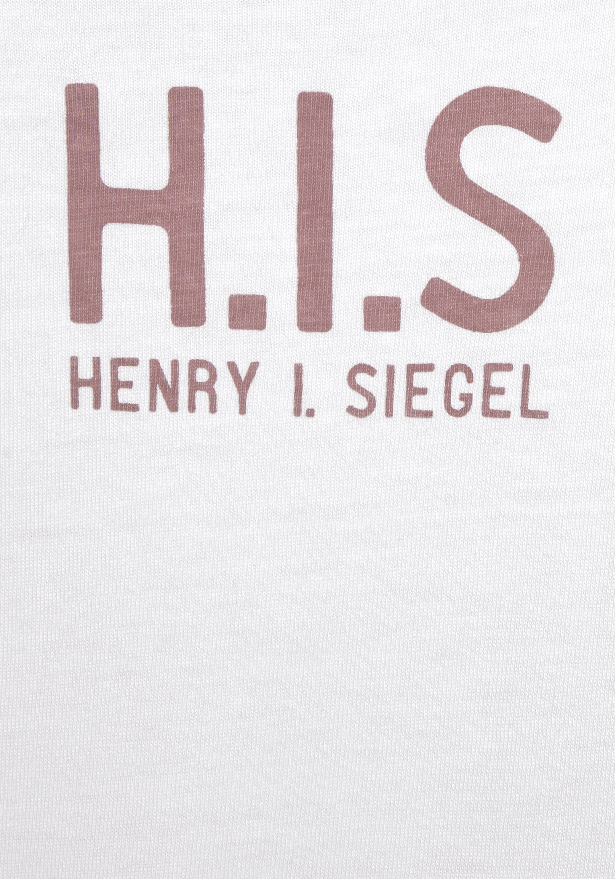 H.I.S Shirt met korte mouwen met logoprint achter en cut-outs op de schouders, katoenmix