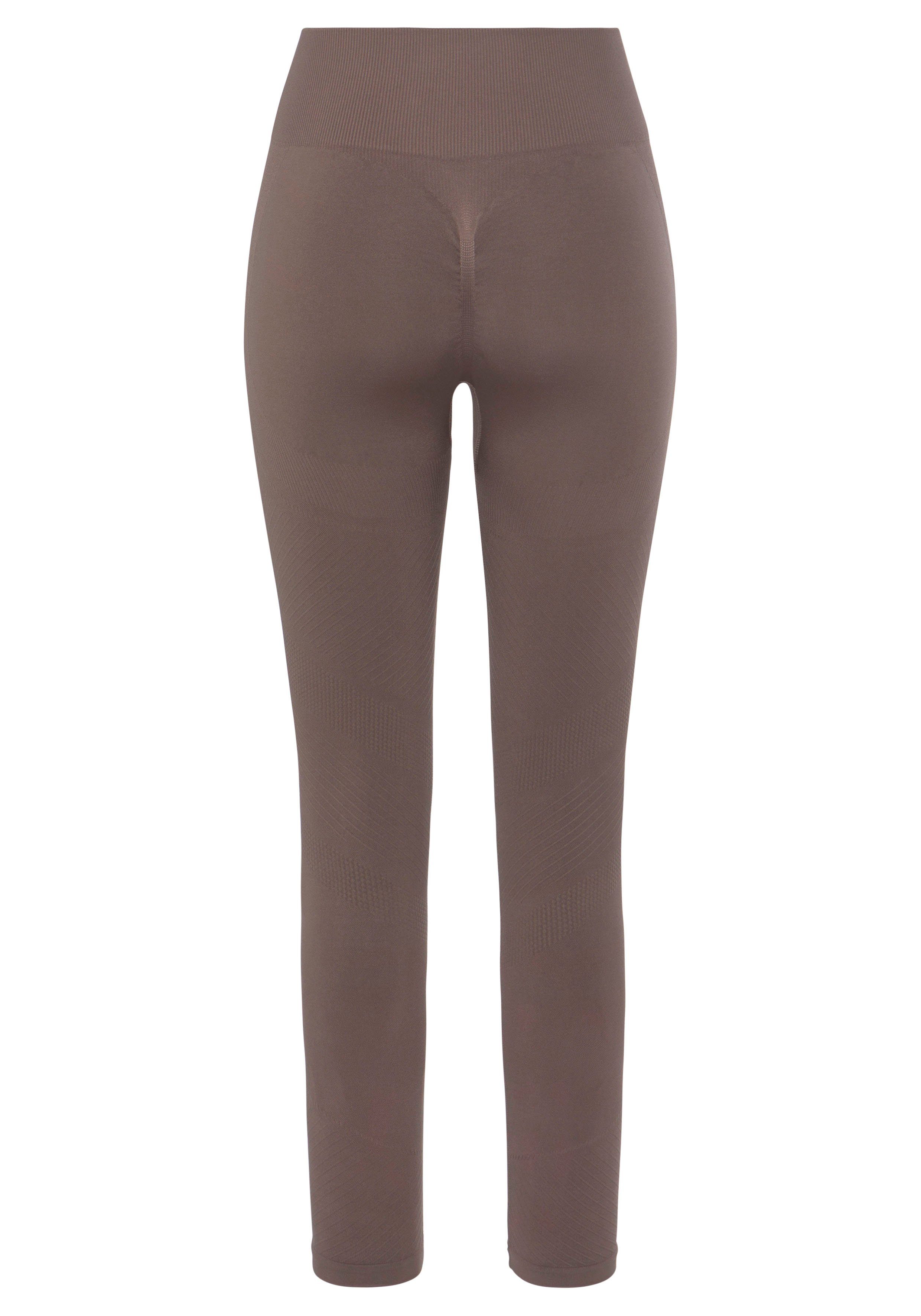 Lascana Naadloze legging Po Push Up met ribstructuur en shaping-effect, sportbroek, sportleggings