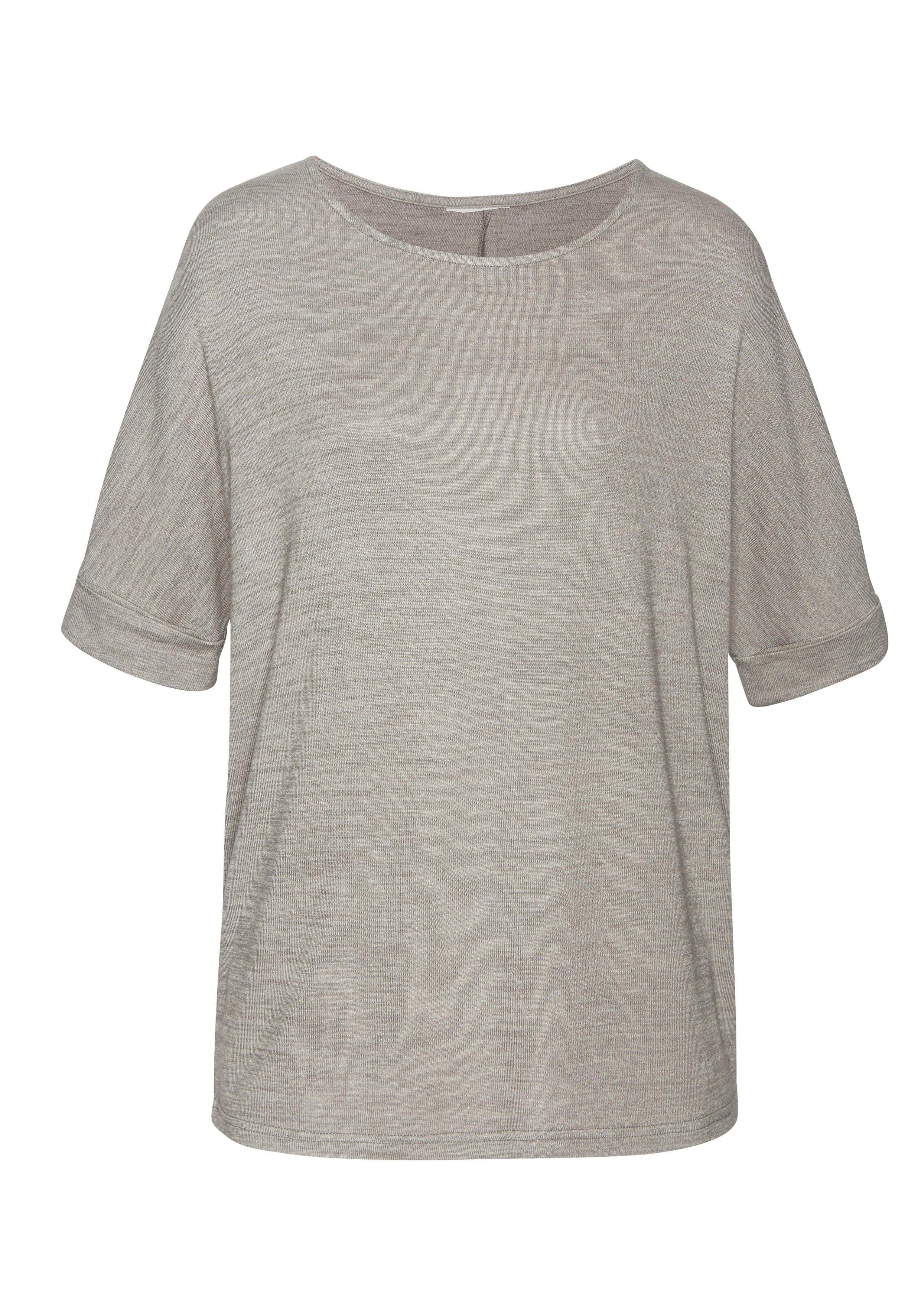 Lascana Shirt met ronde hals Met brede mouwomslag van zacht viscose-fijntricot