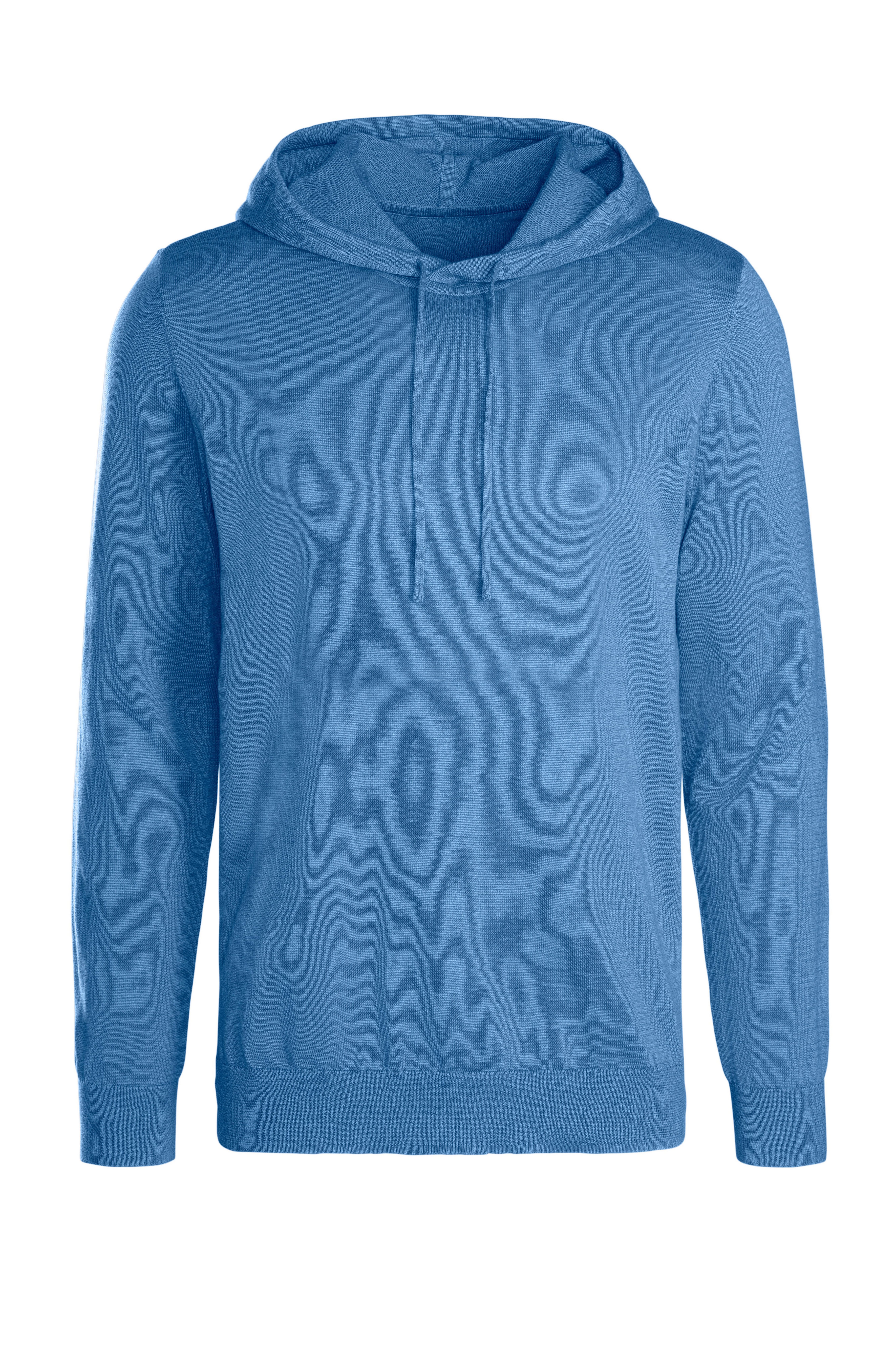 H.I.S Gebreide trui Met capuchon, regular fit Pullover met ronde hals, fijn breiwerk, katoenmix heren maat S (44/46) blauw