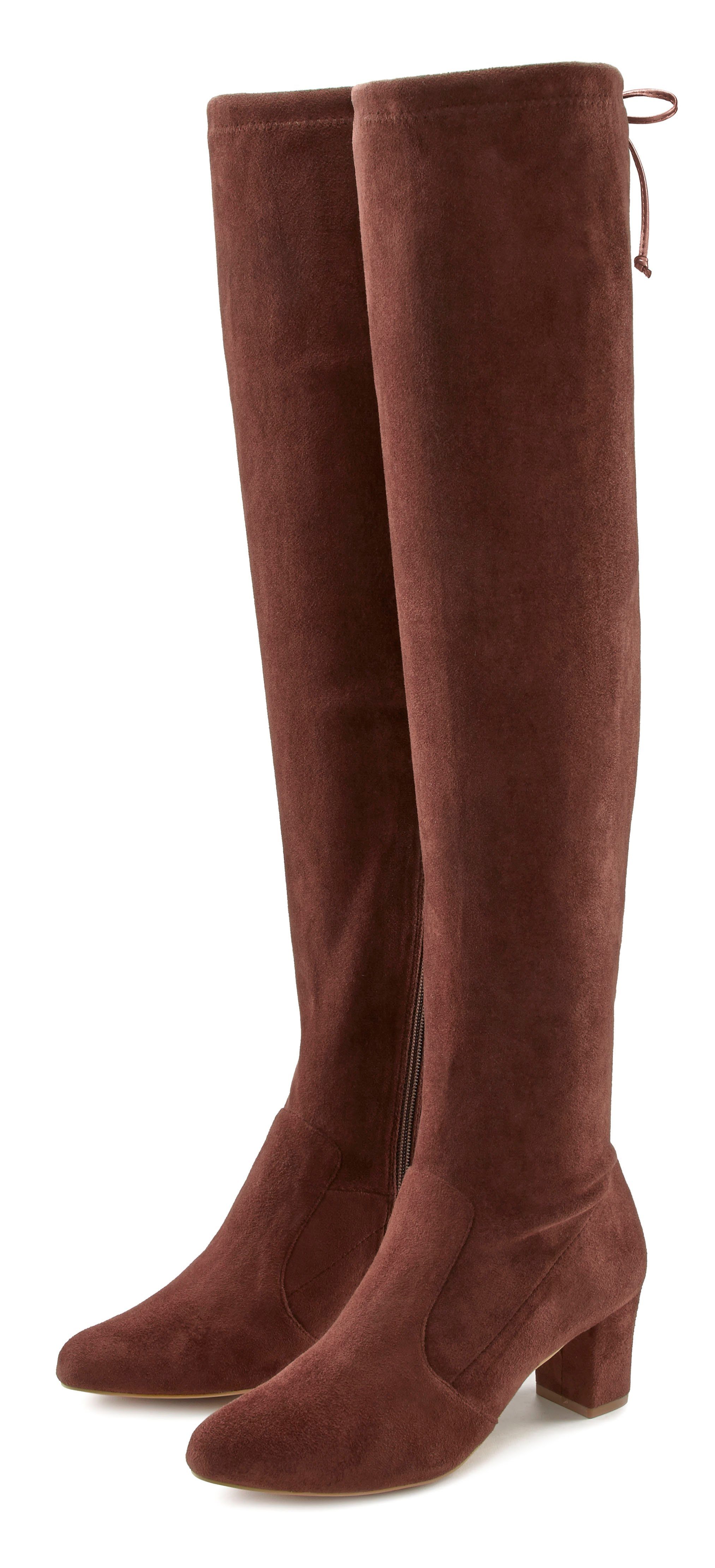 Lascana Overknee-laarzen Slouchy boots, lange schacht laarzen, instap laars, zacht stretchmateriaal