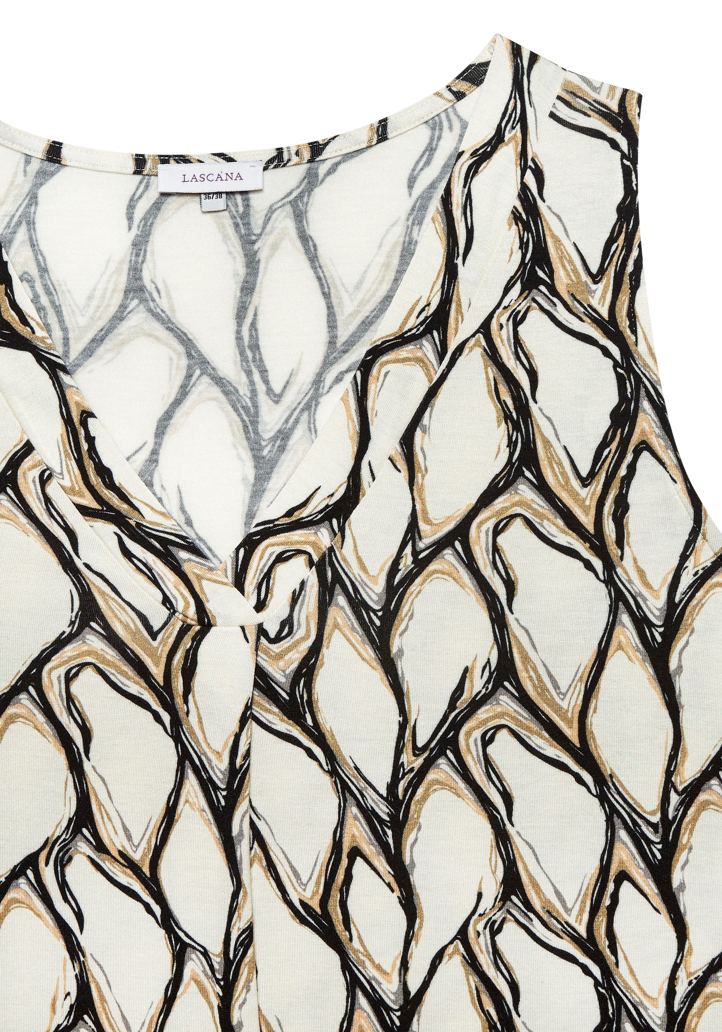 Lascana Tanktop met alloverprint en v-hals, zomers blousetop