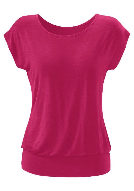 Lascana Lang shirt Met brede tailleband van zachte viscose-stretch