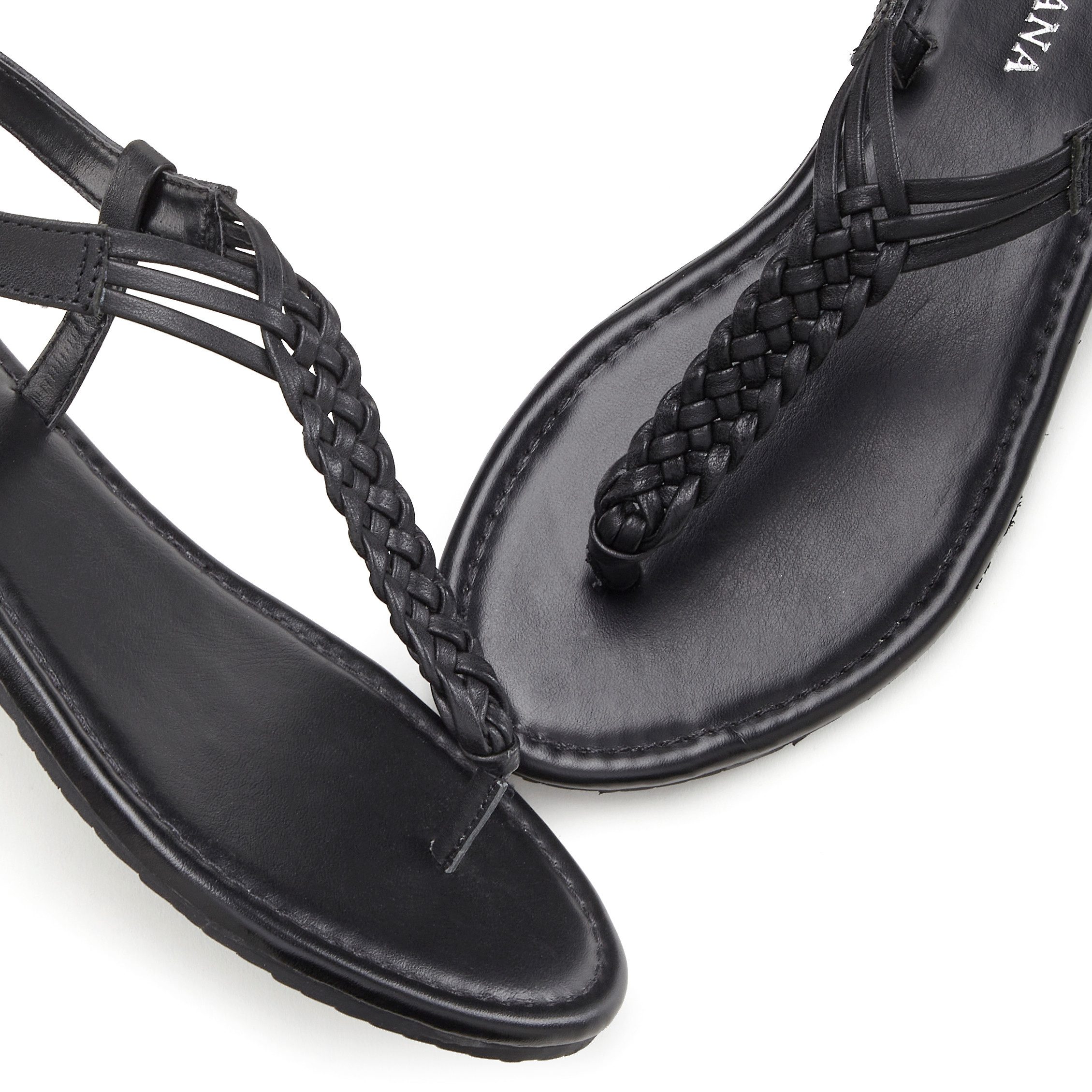 Lascana Teenslippers Sandalet, Zomerschoen Sandaal van leer met vlecht-look