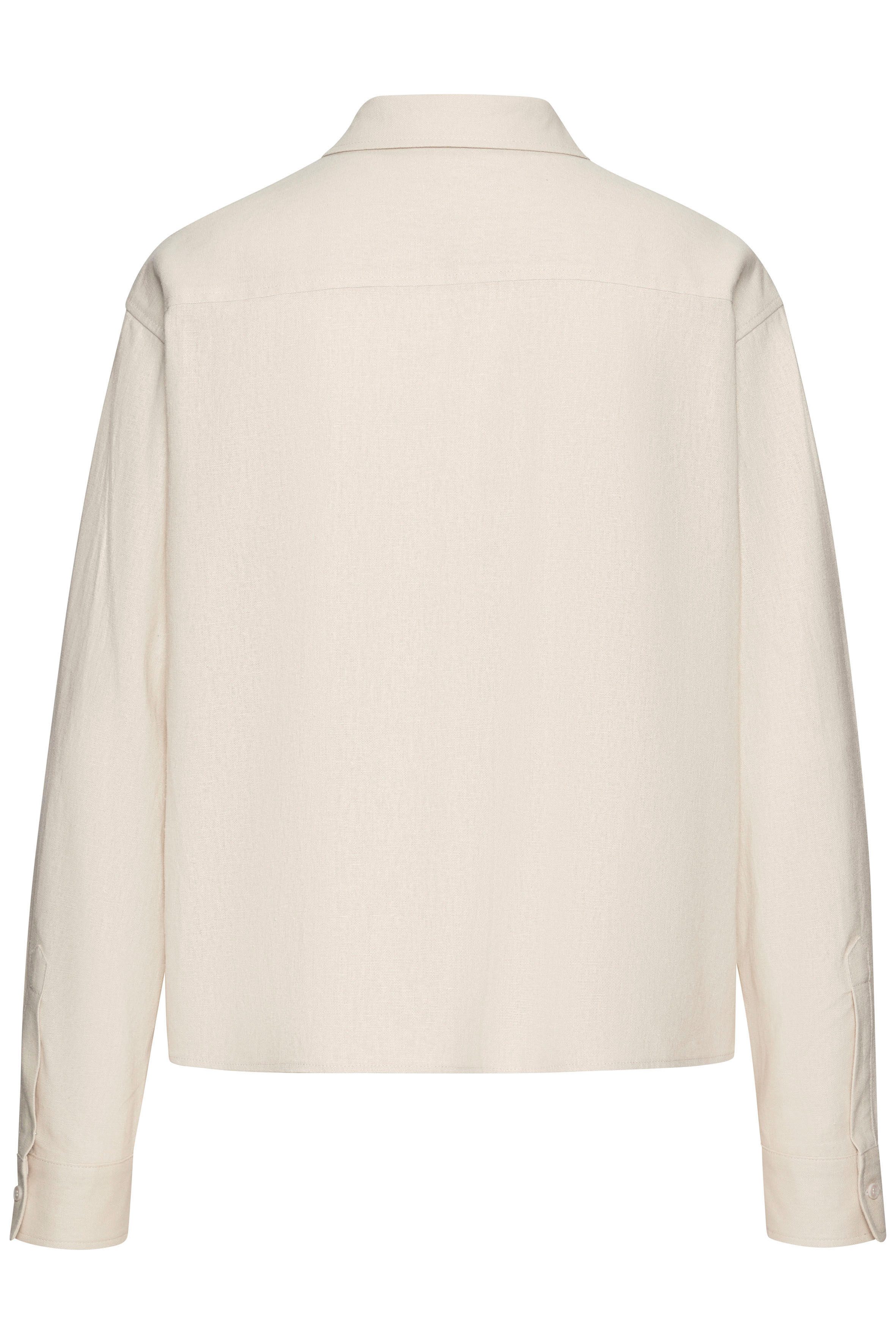 Buffalo Overhemdblouse met linnenpercentage, luchtige lange blouse met overhemdkraag
