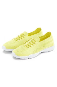 lascana sneakers slip-on, comfortabel, om zo aan te schieten van licht meshmateriaal veganistisch geel