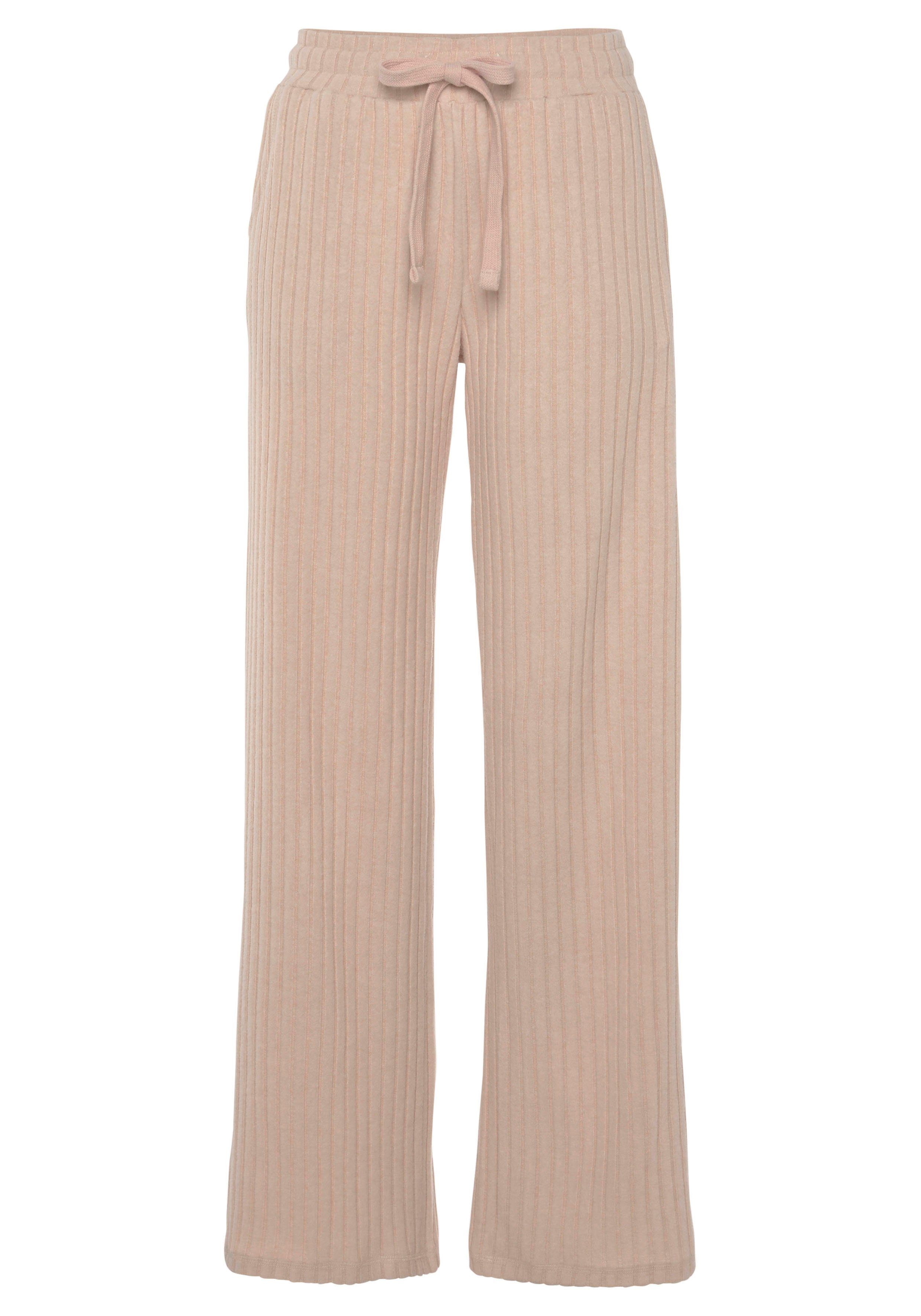 Lascana Homewearbroek -Loungebroek -lounge-/brei broek met wijde pijpen en zijzakken, loungewear (1-delig)