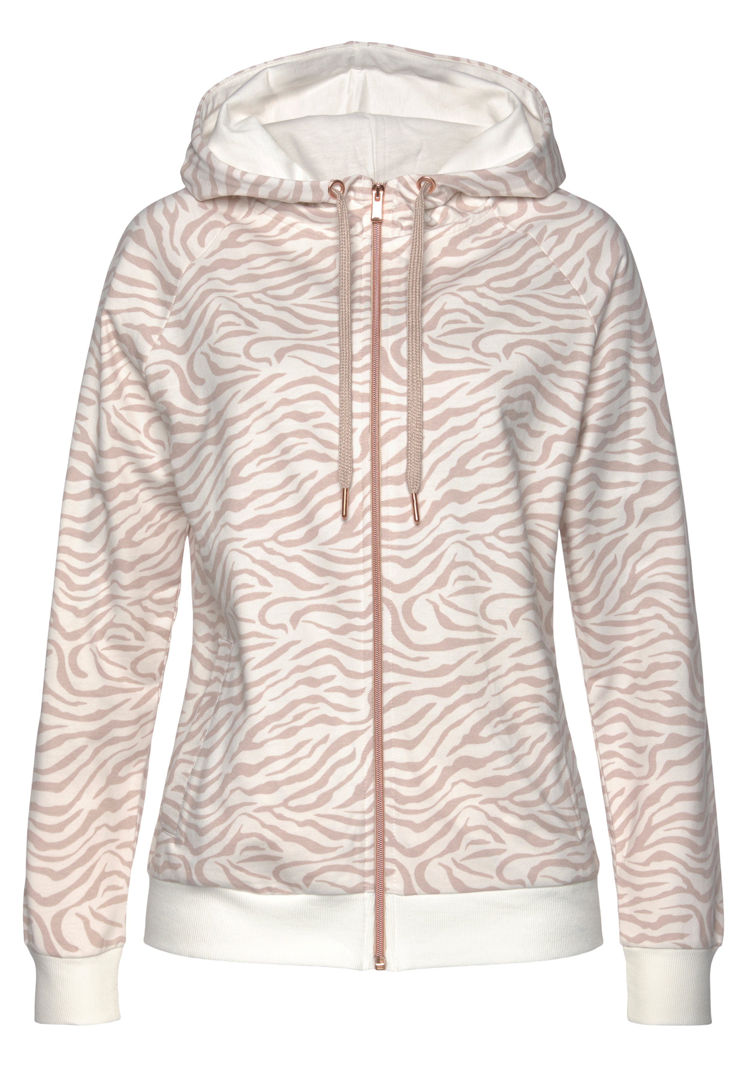 Lascana Capuchonsweatvest / sweatvest met details in rozegoud Sweatshirtjack met details in roségoud, loungewear