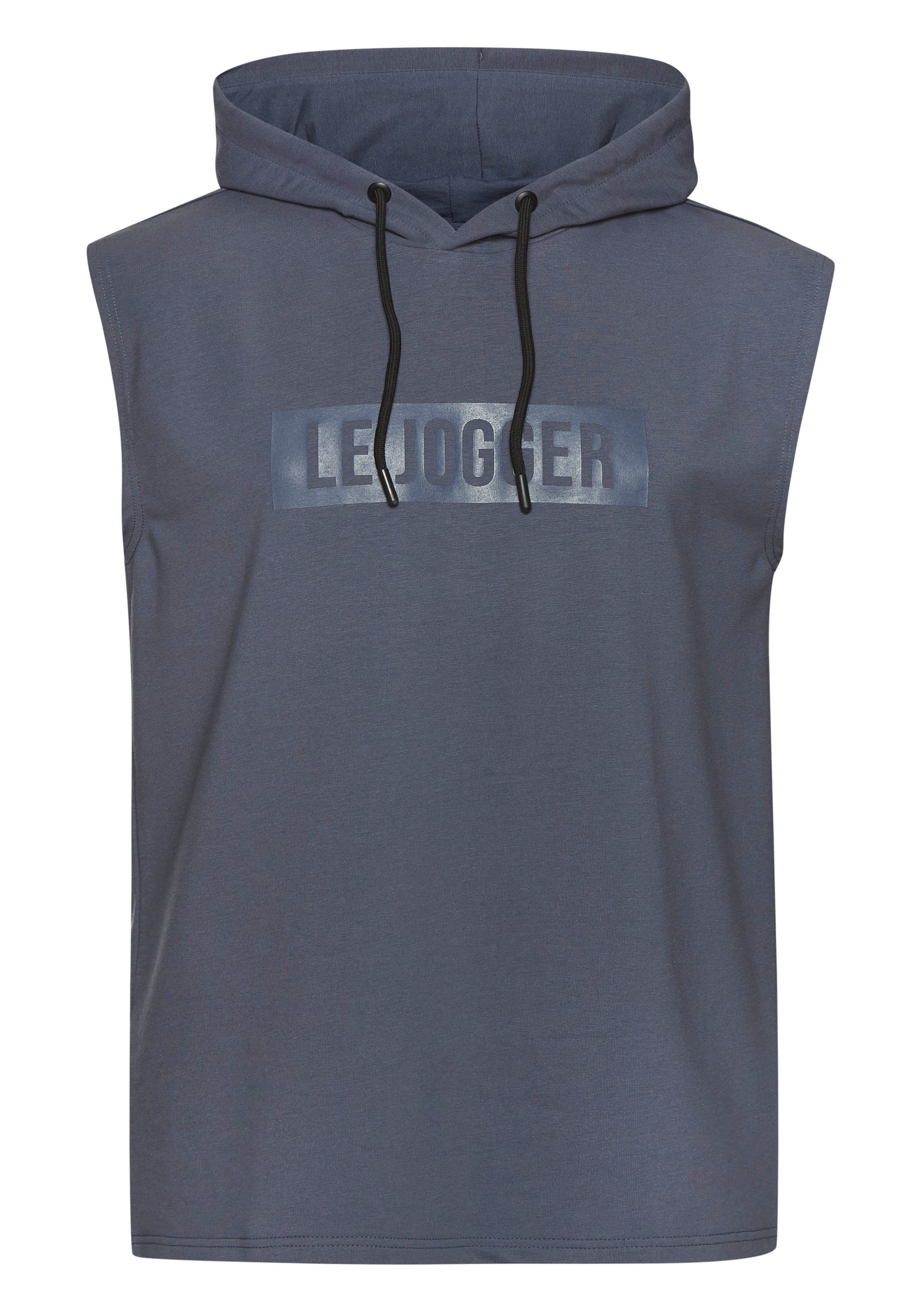 le jogger® Capuchontrui met print en koordtrek heren maat L (52/54) blauw