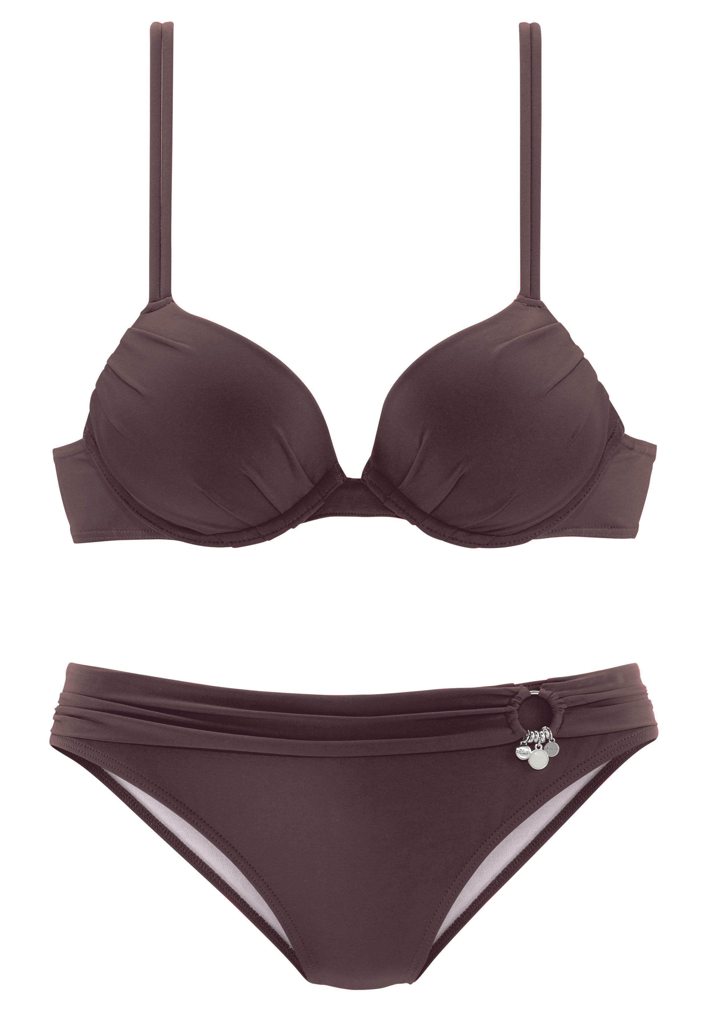 s.Oliver RED LABEL Beachwear Push-upbikini met sierring aan de broek push-up bikini's maat 36 C bruin