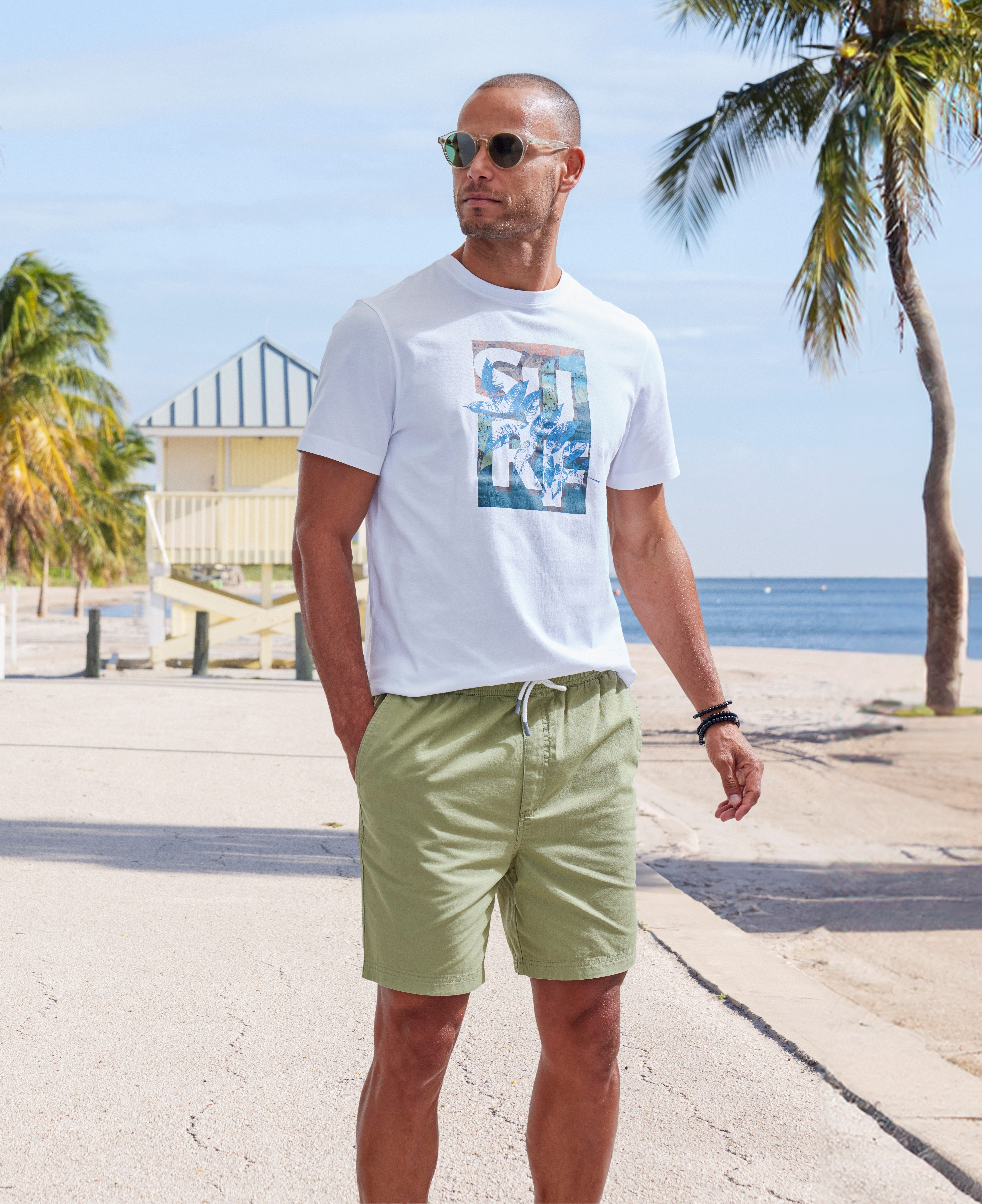 John Devin T-shirt Ronde hals shirt met surf-print van 100% katoen