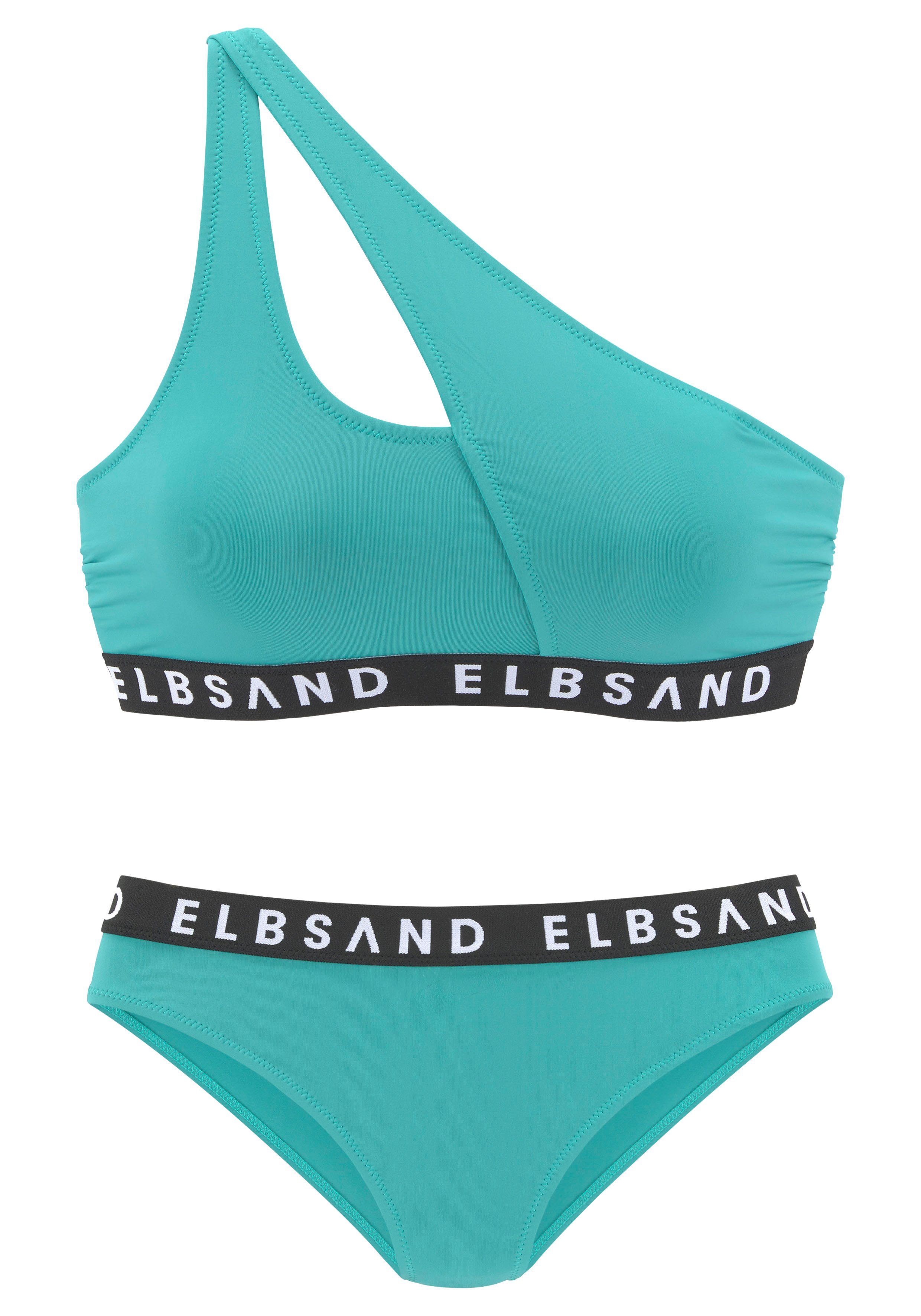 Elbsand Bustierbikini met merkopschriften in contrastkleur