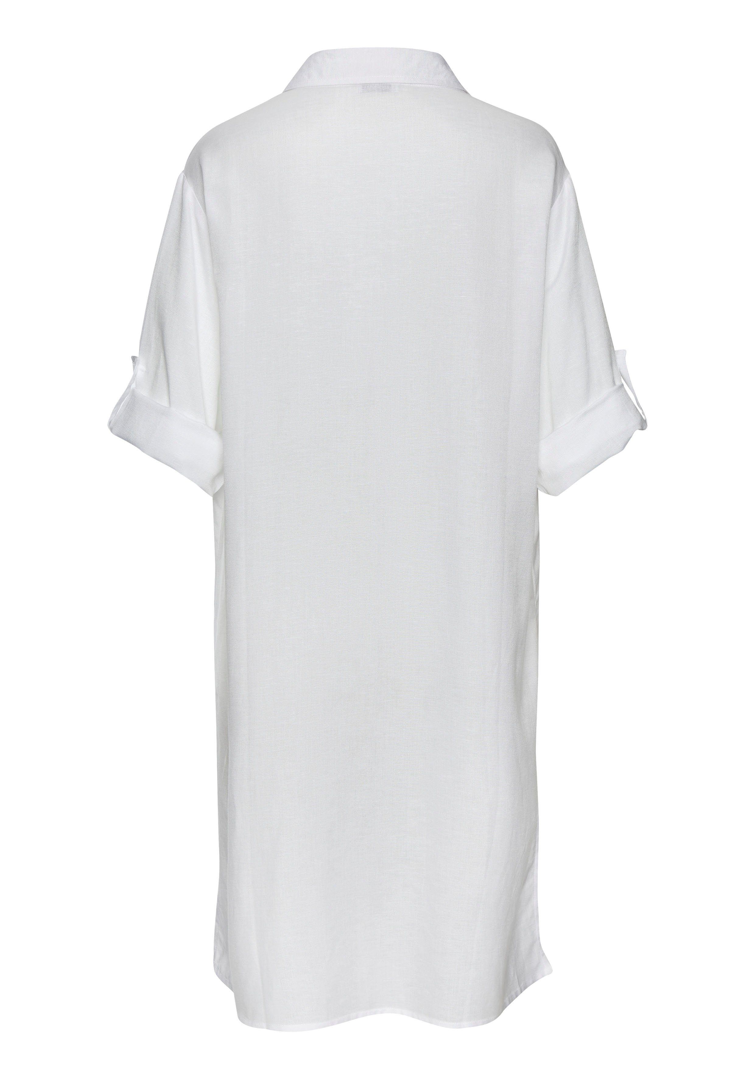Lascana Lange blouse van lichte stof met linnenpercentage, luchtige blousejurk