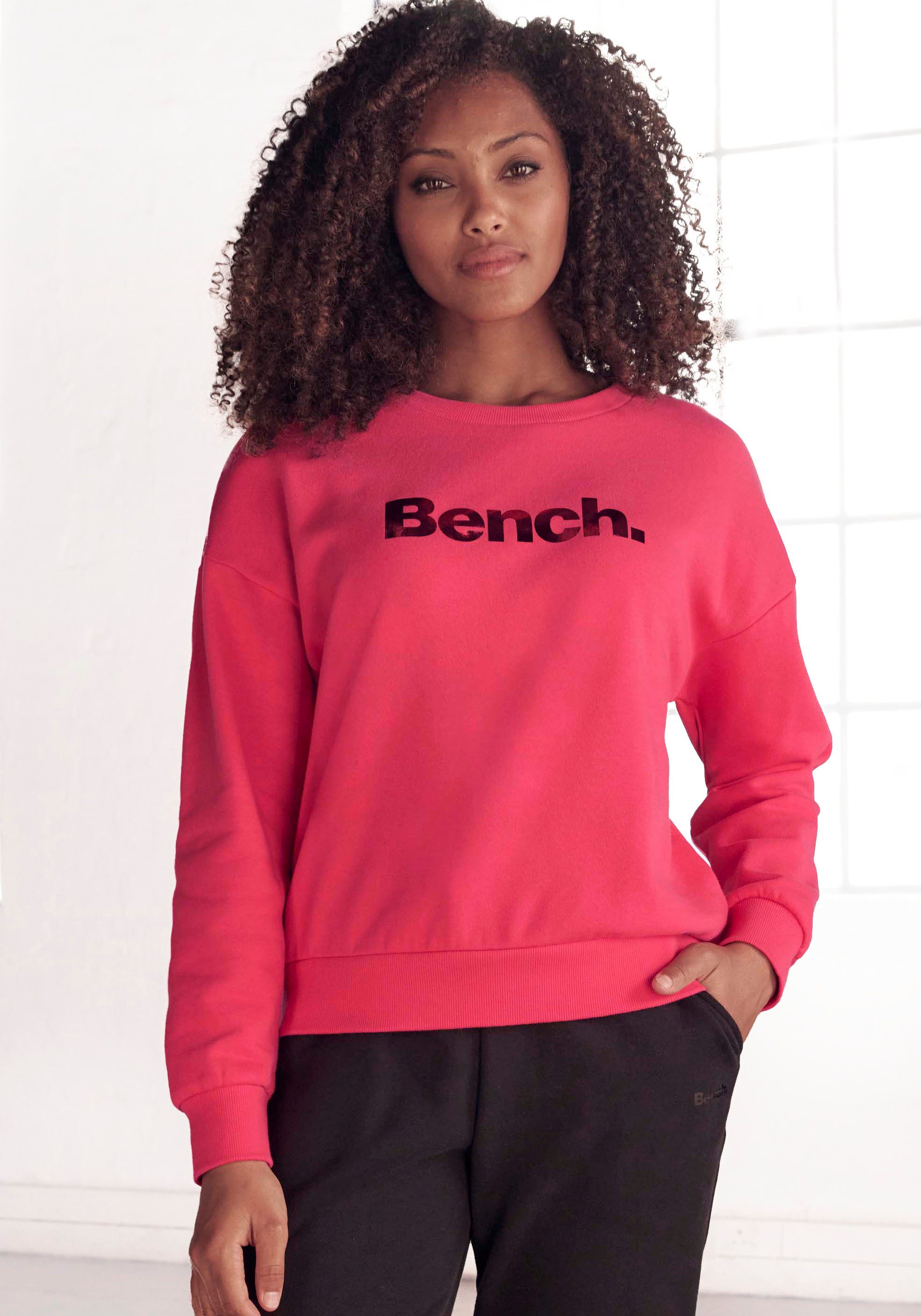 Bench. Loungewear Sweatshirt Loungeshirt met glanzende logoprint, loungewear