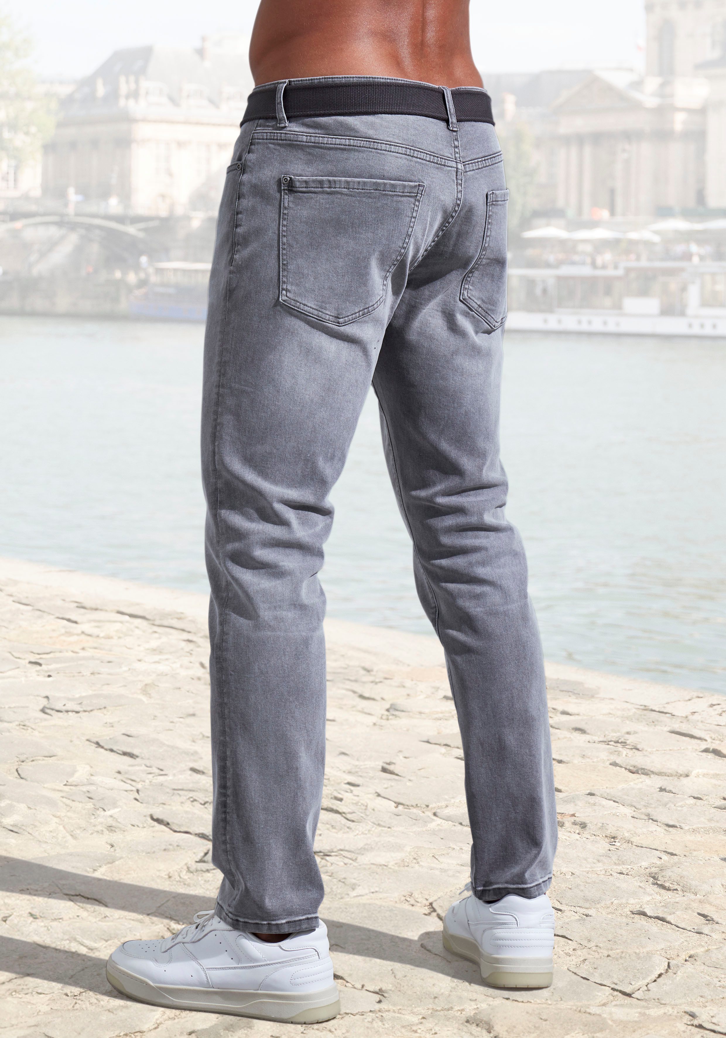 John Devin 5-pocket jeans Straight-fit Jeans in elastische denimkwaliteit