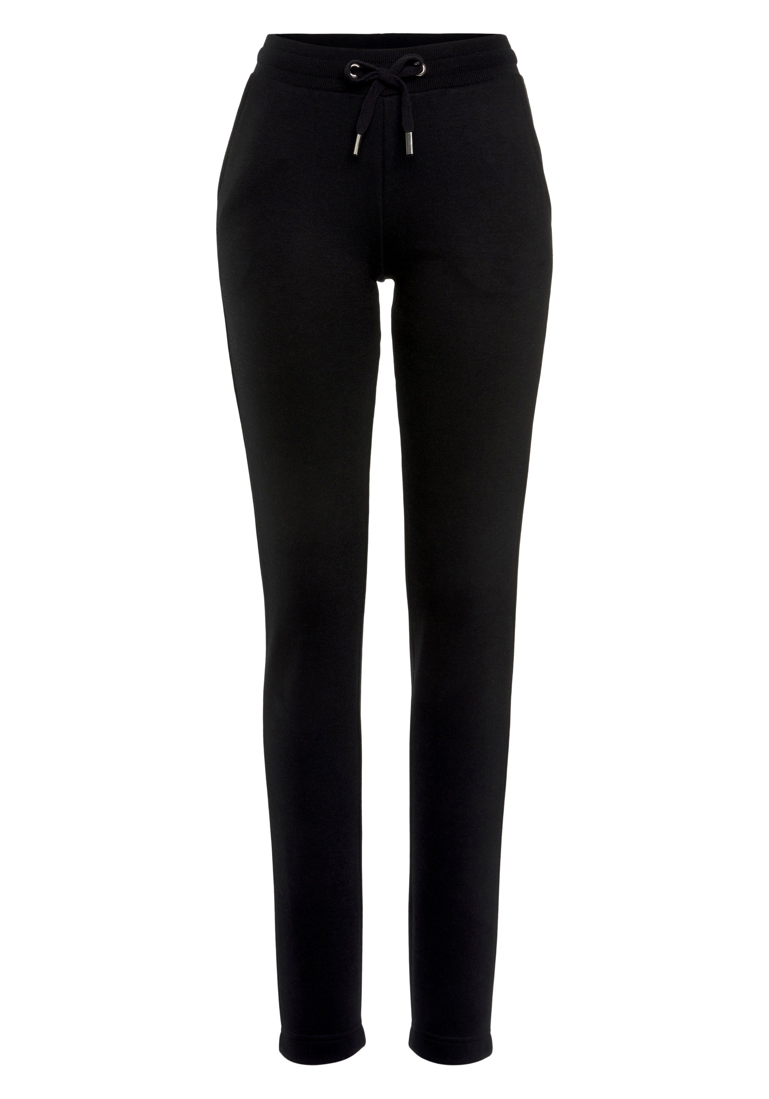 Vivance Joggingbroek Sweatbroek van binnen zacht opgeruwd en met zijzakken lounge broeken maat 40/42 zwart