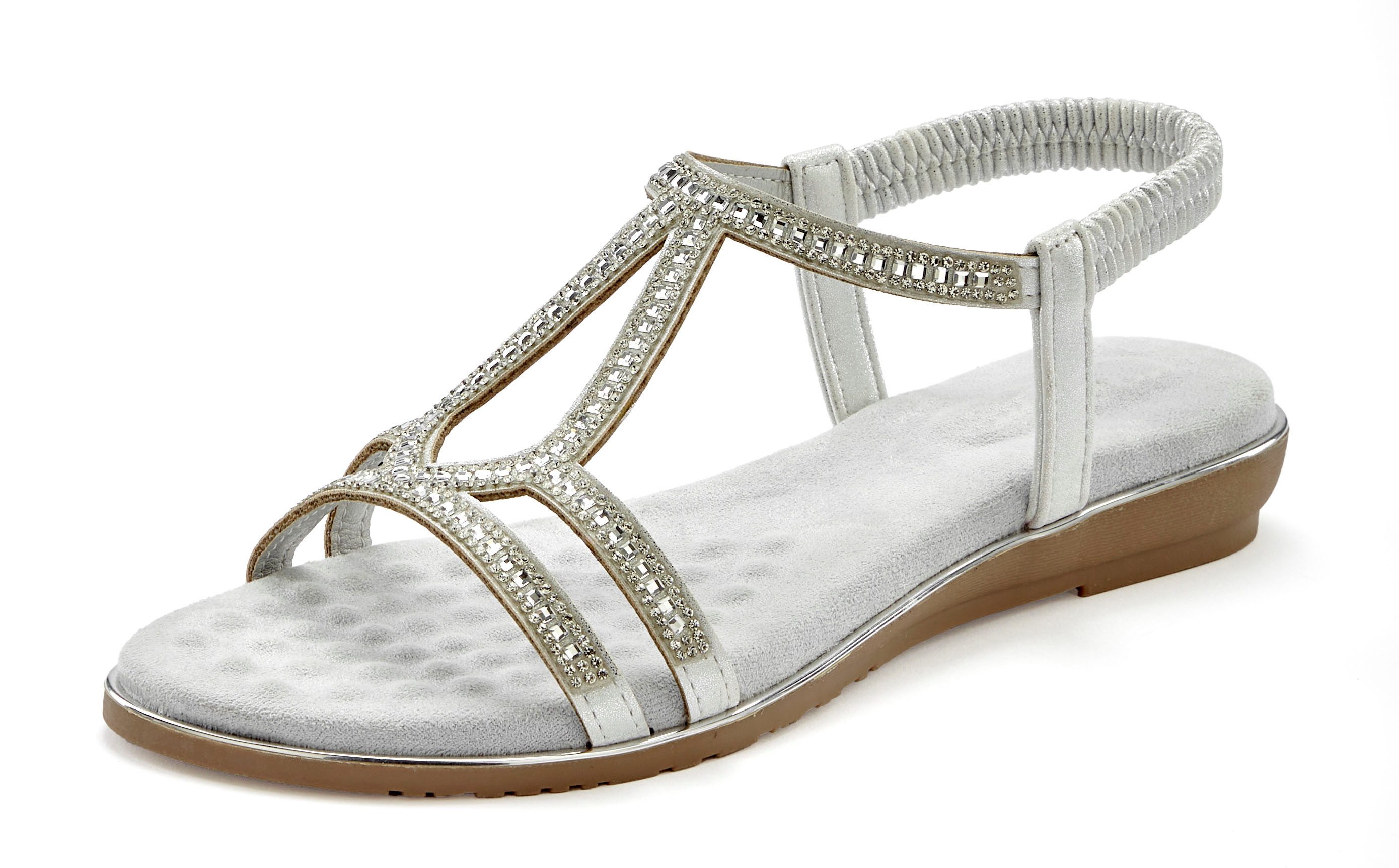 Vivance Sandalen Sandalet, Zomerschoen met glinsterende versieringen en elastische bandjes