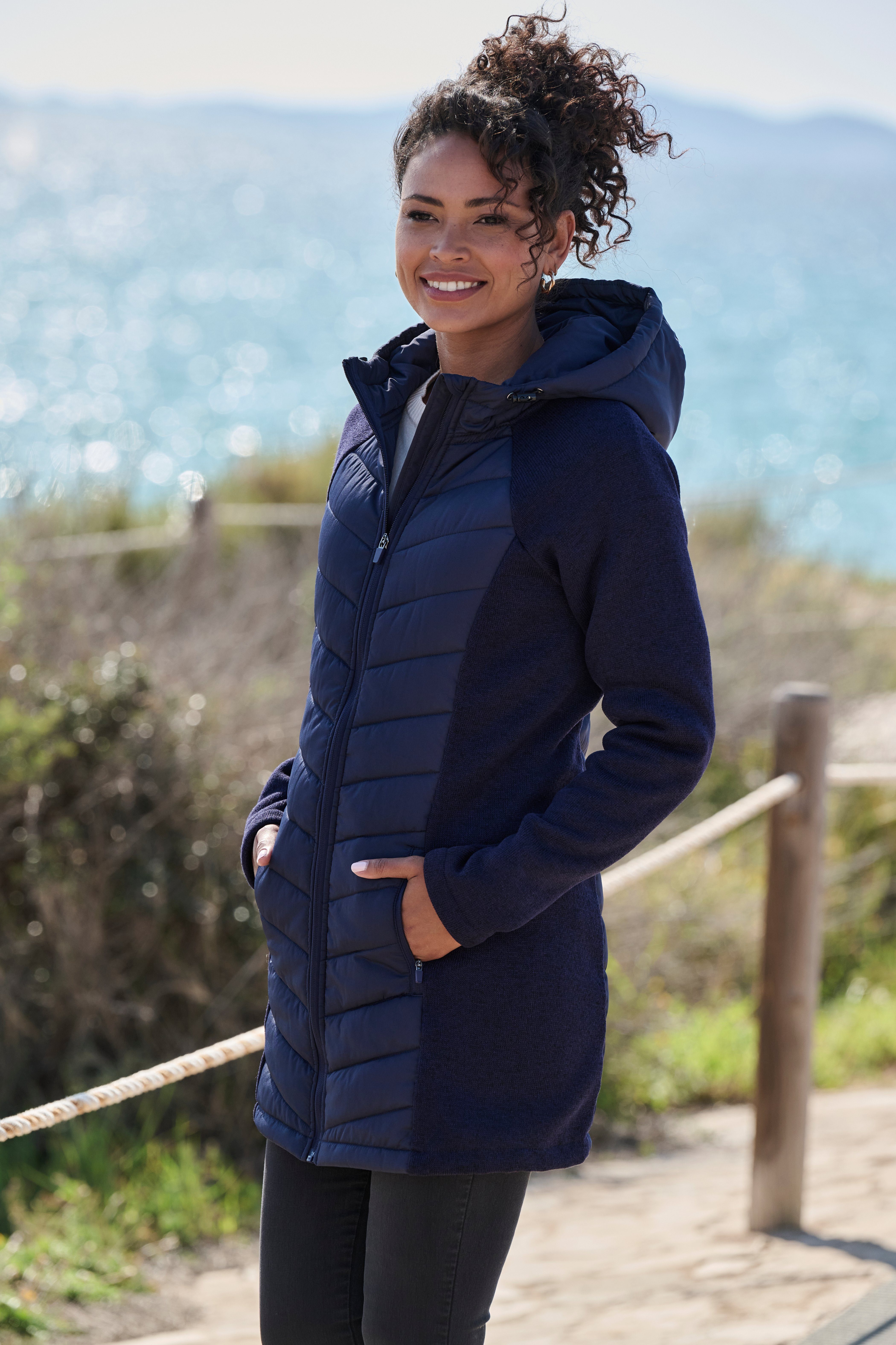 Vivance Gewatteerde jas met tricot-fleece-mouwen