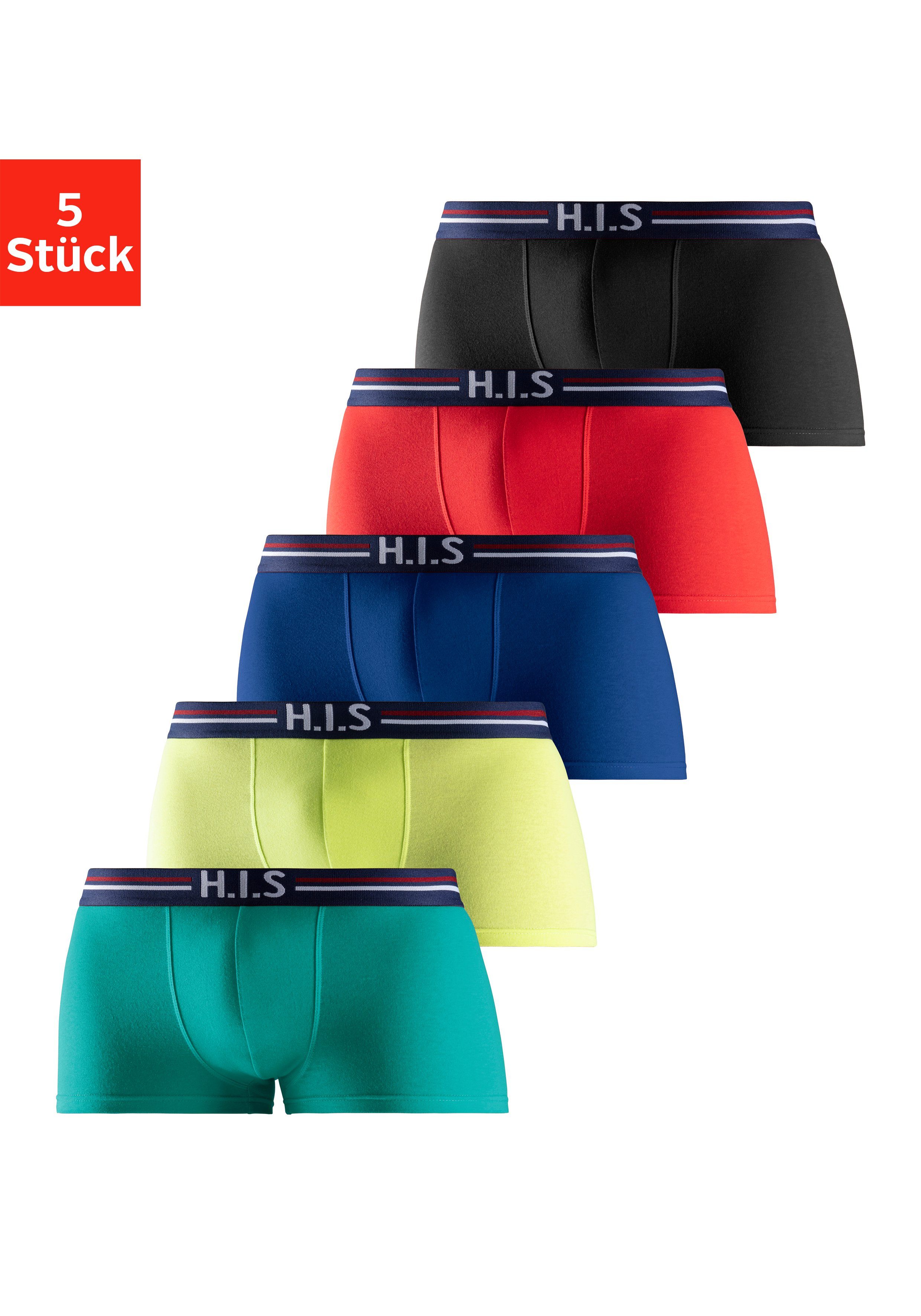 H.I.S Hipster strak zittende boxershorts met strepen van katoenmix (set, 5 stuks)