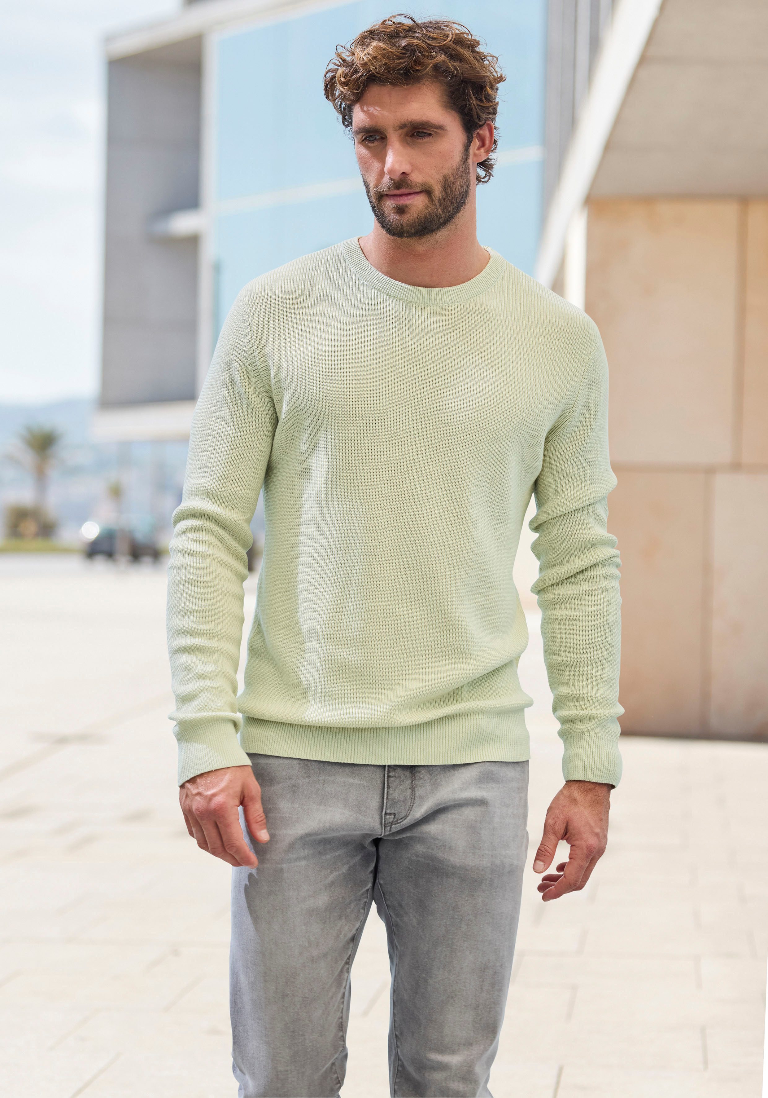 John Devin Gebreide trui Pullover in modieuze kleuren van katoenmix