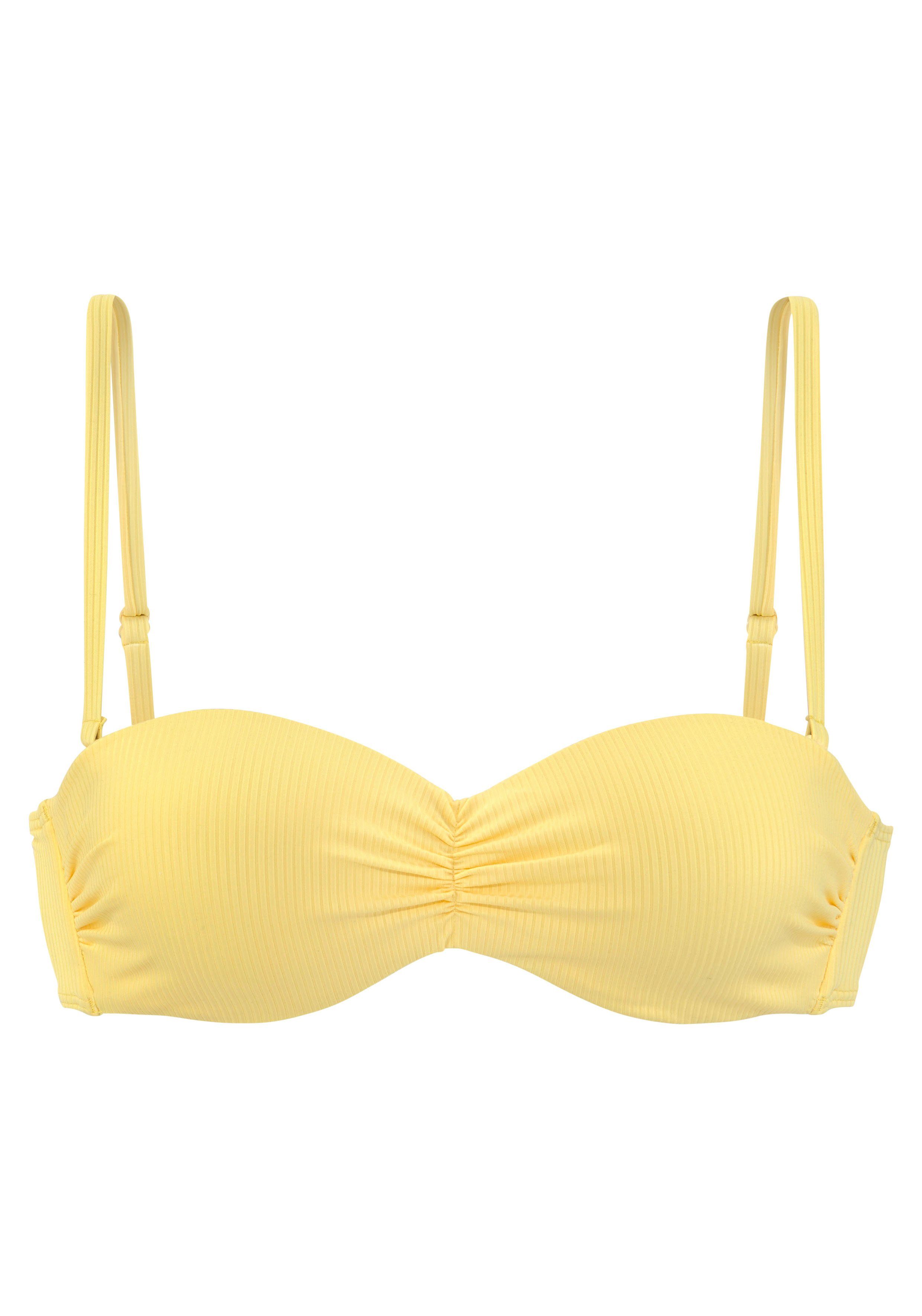 Venice Beach Bandeau-bikinitop Lucky van geribbelde structuurstof bandeau bikini's maat A A geel