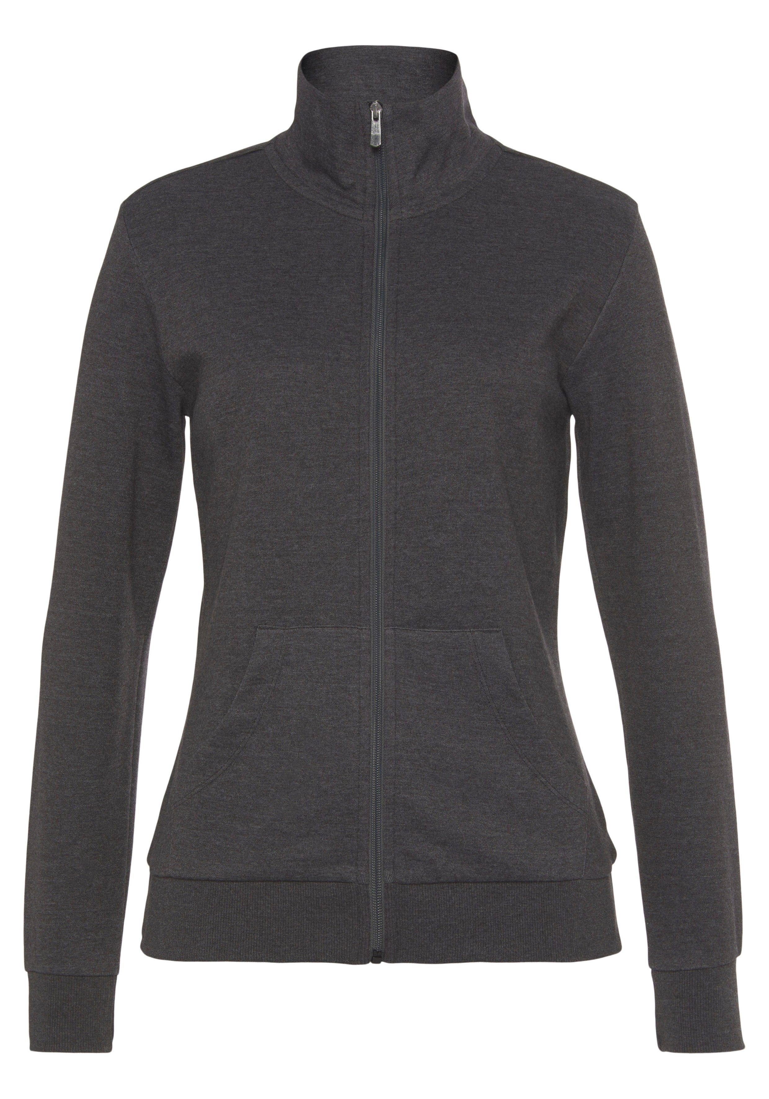 Bench. Loungewear Sweatvest - lounge jas met glanzende logostiksel op de staande kraag, loungewear tops & hoodies maat 32/34 grijs