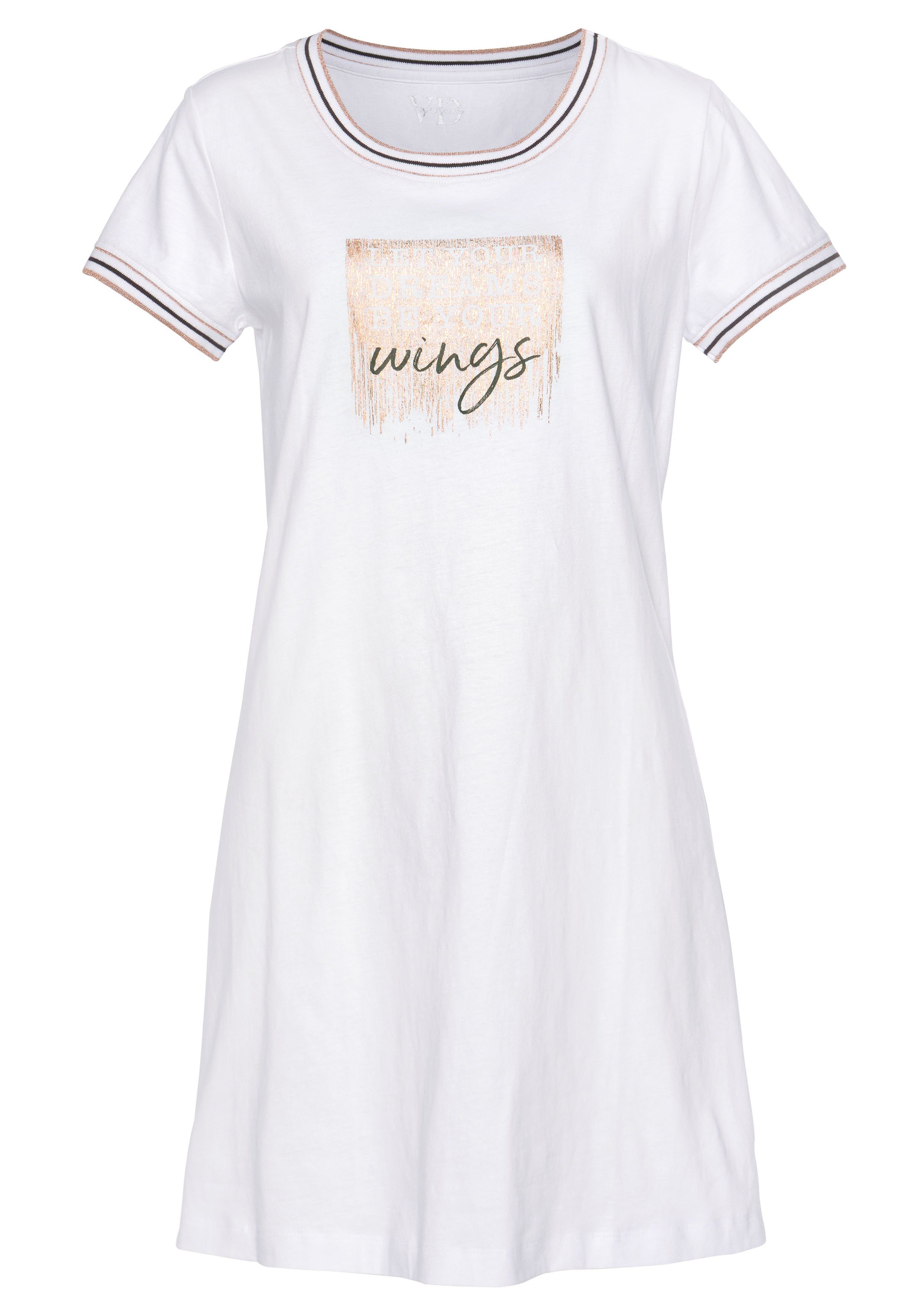 Vivance Dreams Nachthemd met statement-print nachthemden maat 32/34 wit
