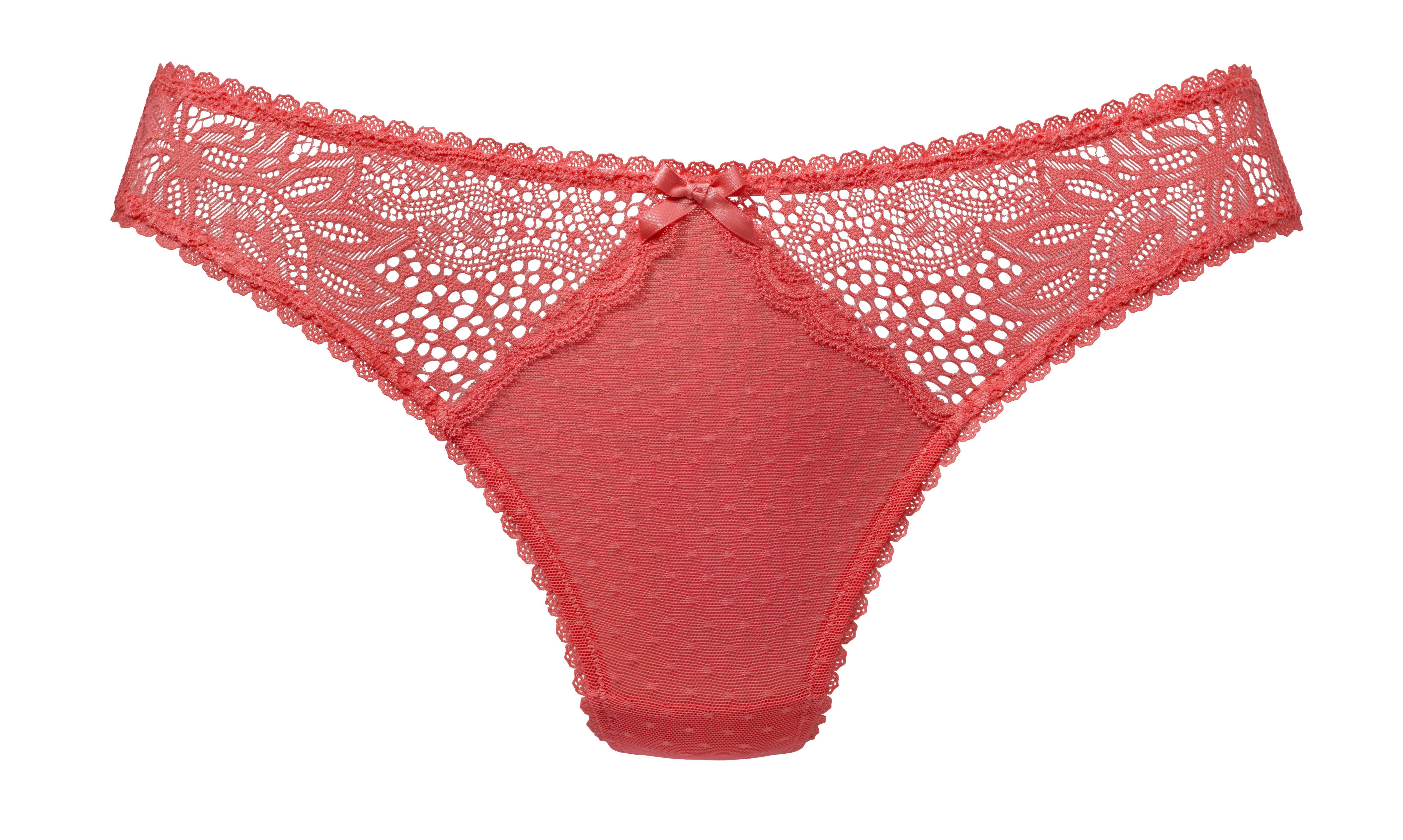 Vivance String met kanten inzetten opzij in gebloemde look strings maat 40/42 roze