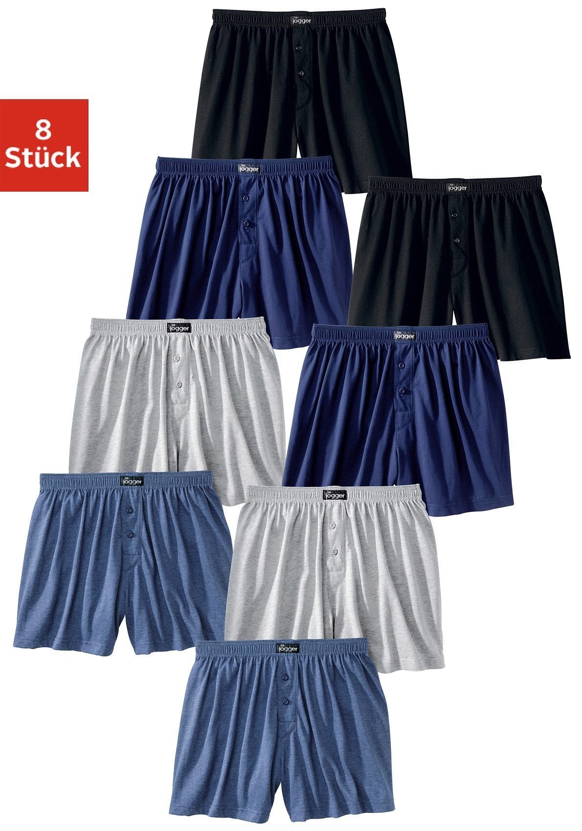 le jogger® Wijde boxershort in prettig zachte katoenkwaliteit (set, 8 stuks)